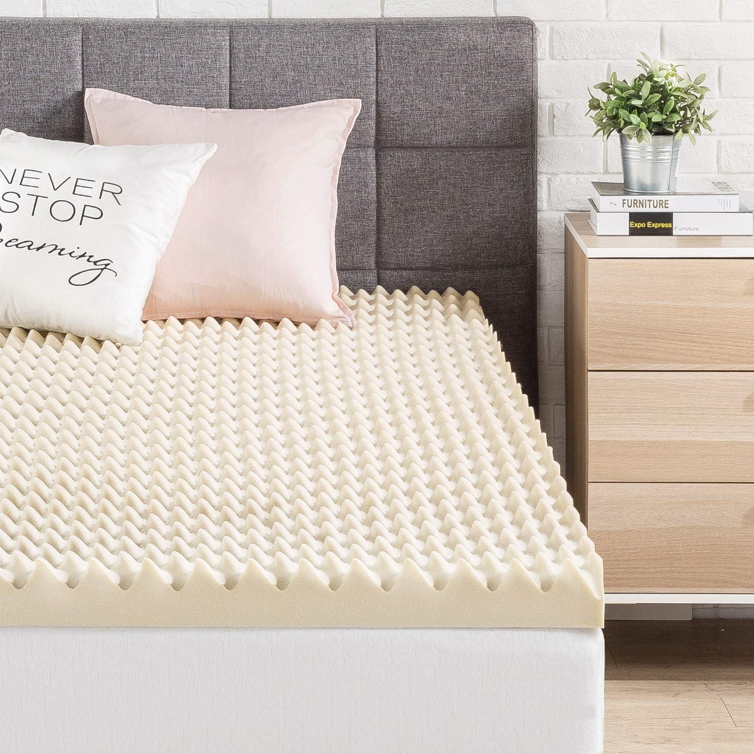 Twin Beige Egg Crate Memory Foam Mattress Topper