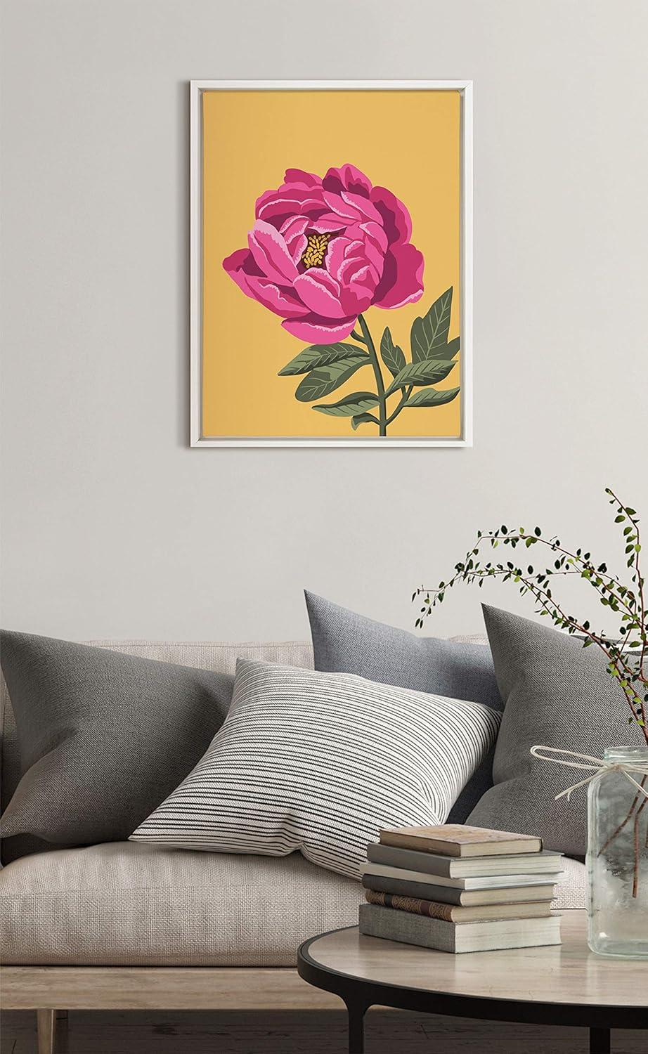 18" x 24" Sylvie Bright Peony Framed Canvas by Maria Filar - Kate & Laurel All Things Decor