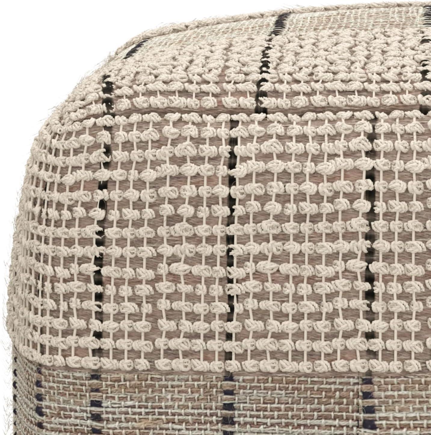 Simpli Home 18"W Jute Square Woven Pouf