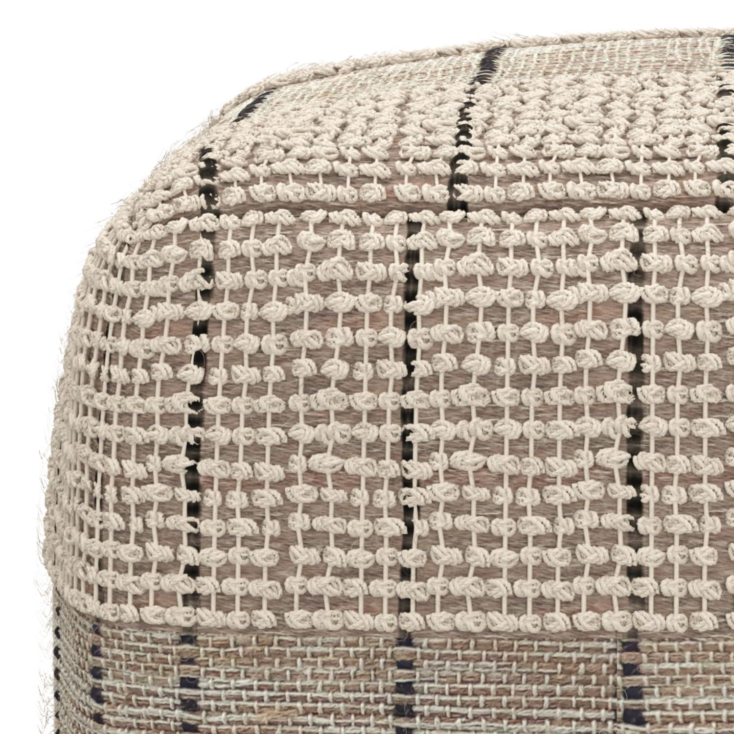 Simpli Home 18"W Jute Square Woven Pouf