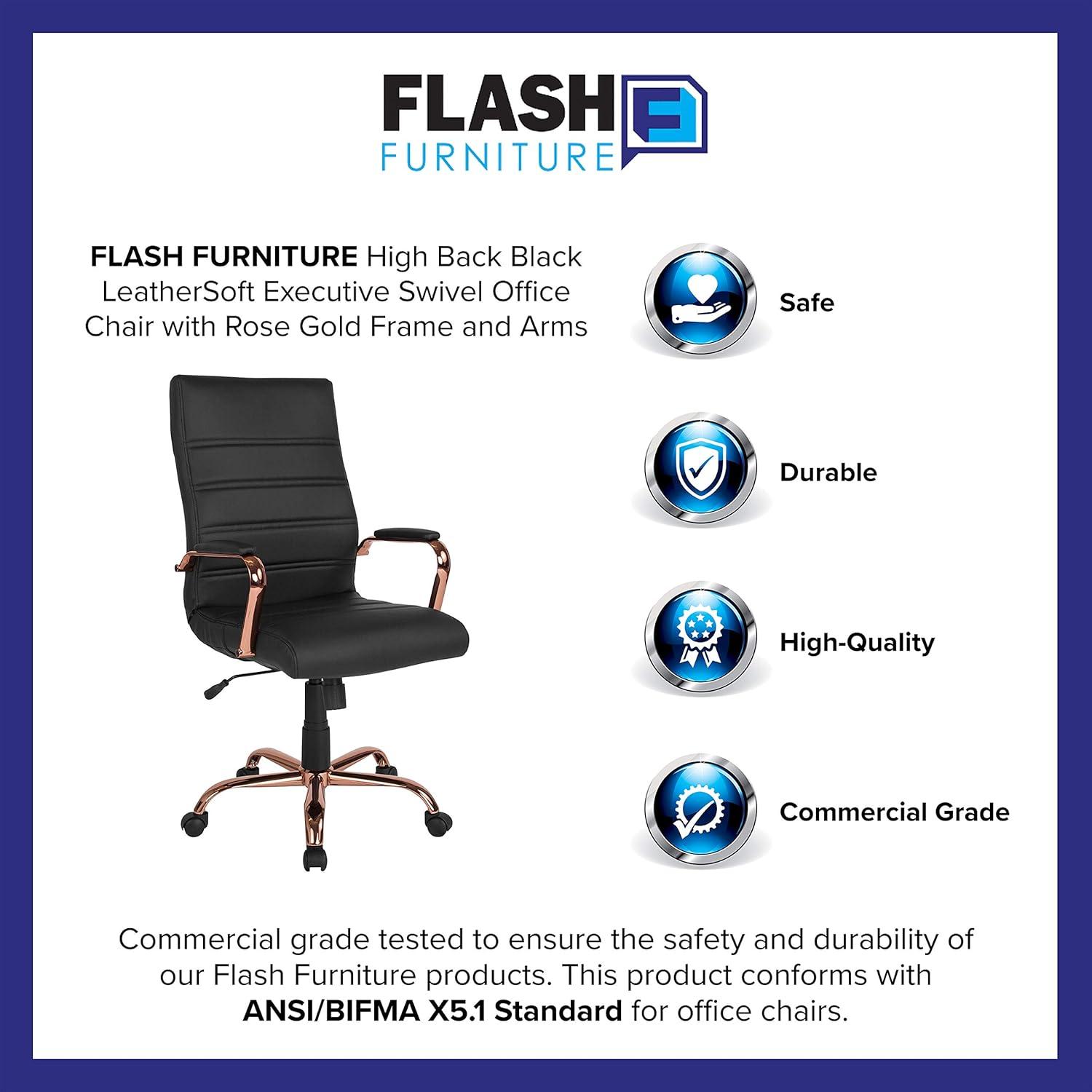 Flash Furniture High Back Executive Swivel Office Chair with Metal Frame and Arms