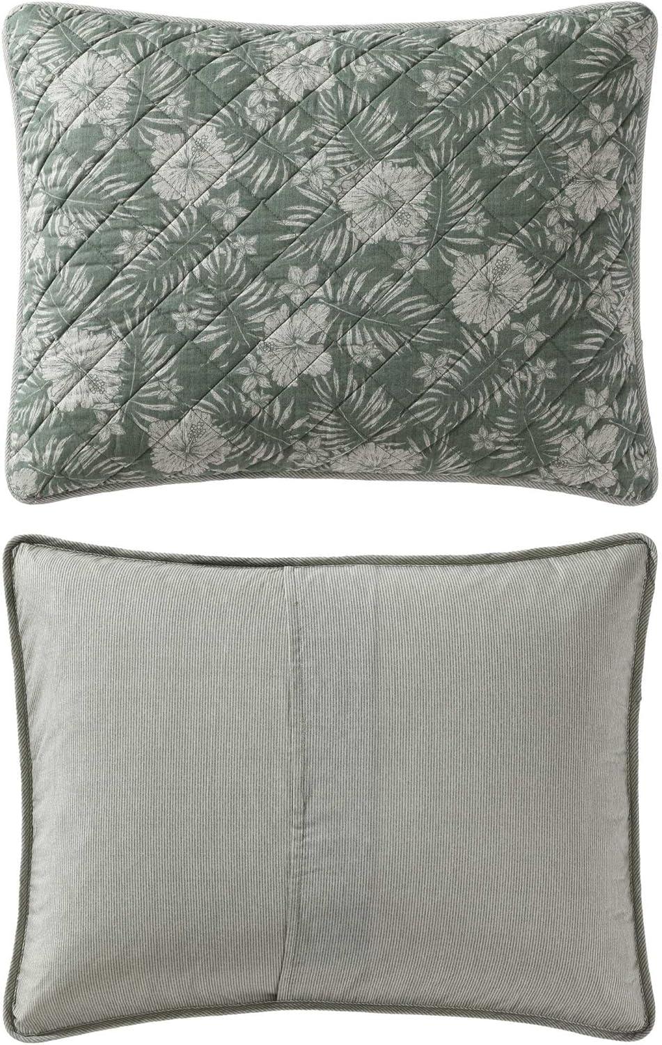 Tommy Bahama Hibiscus Jungle Cotton Reversible Green Quilt Set