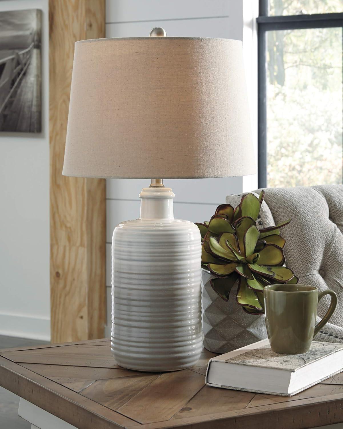 Set of 2 Marnina Ceramic Table Lamps Taupe - Signature Design by Ashley: Glazed Finish, UL Listed, 3-Way Switch