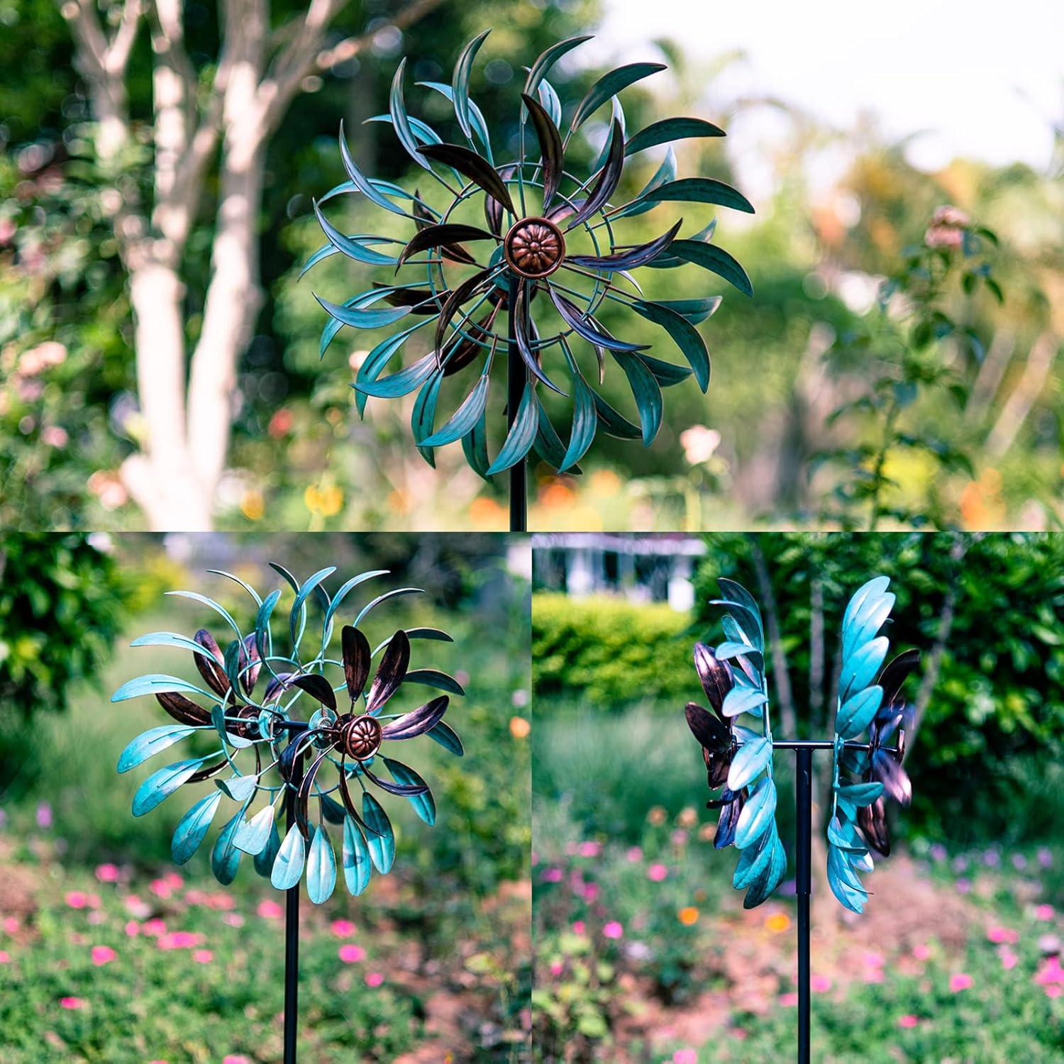 Copper and Teal 13" Metal Dual Motion Wind Spinner