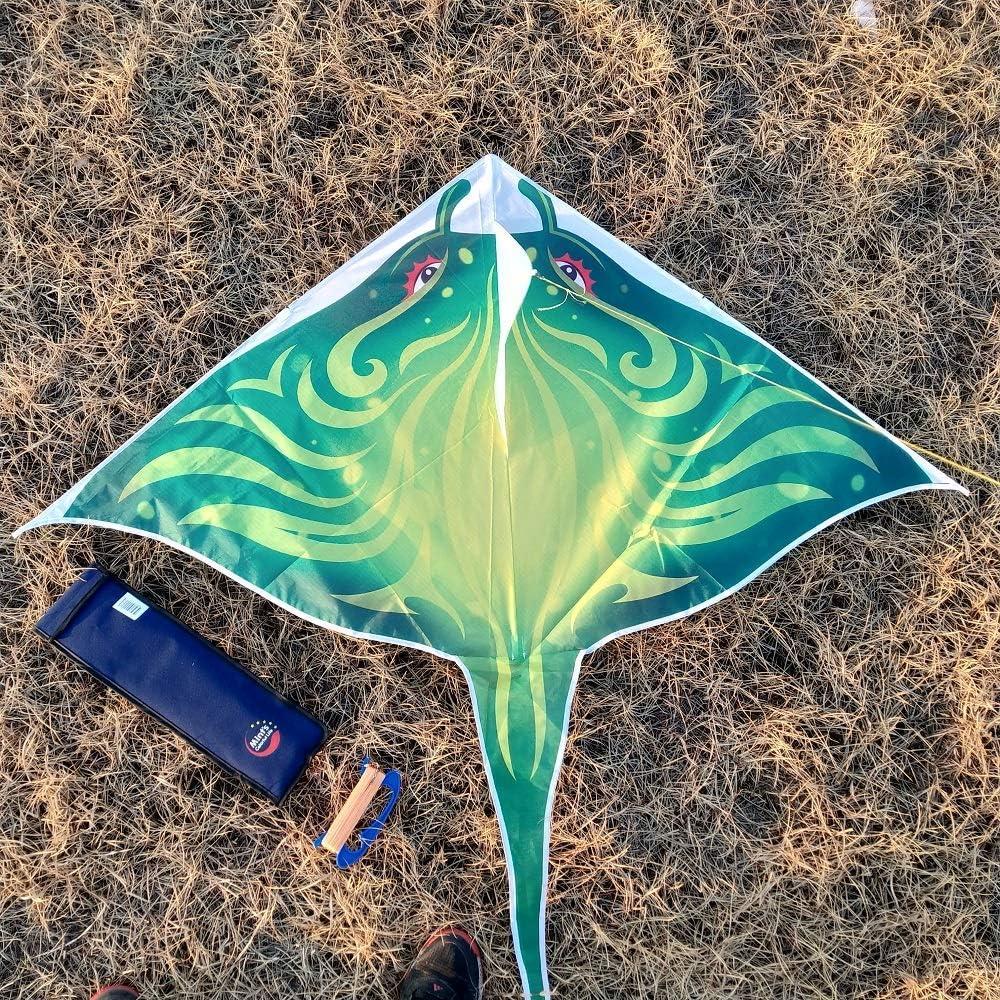 Mint's Colorful Life Devil Fish Kites for Kids AdultsEasy to Fly Delta Kite Single Line Large, Kite Handle Include (Green) Green