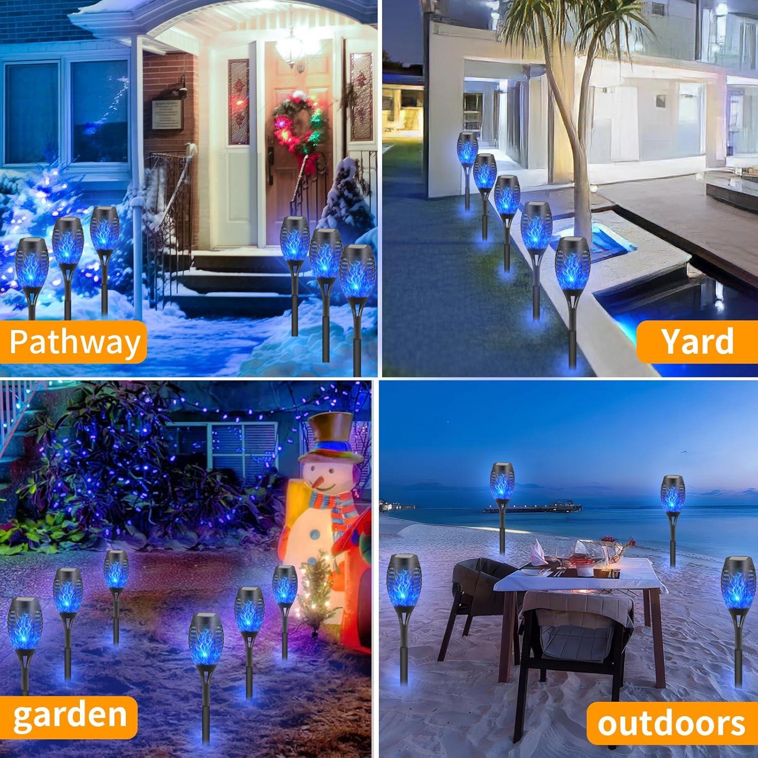 BAOKALER Waterproof Solar LED Landscape & Walkway Lights, ABS Blue, 6 Pack