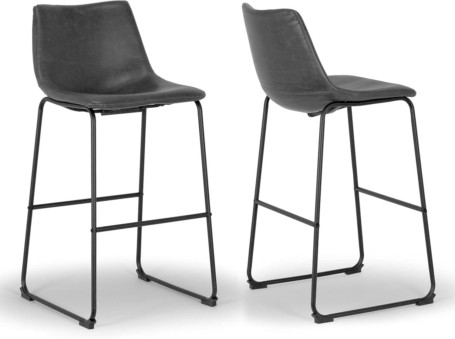 Glamour Home Adan 28.5" Modern Faux Leather Bar Stools in Dark Brown (Set of 2)