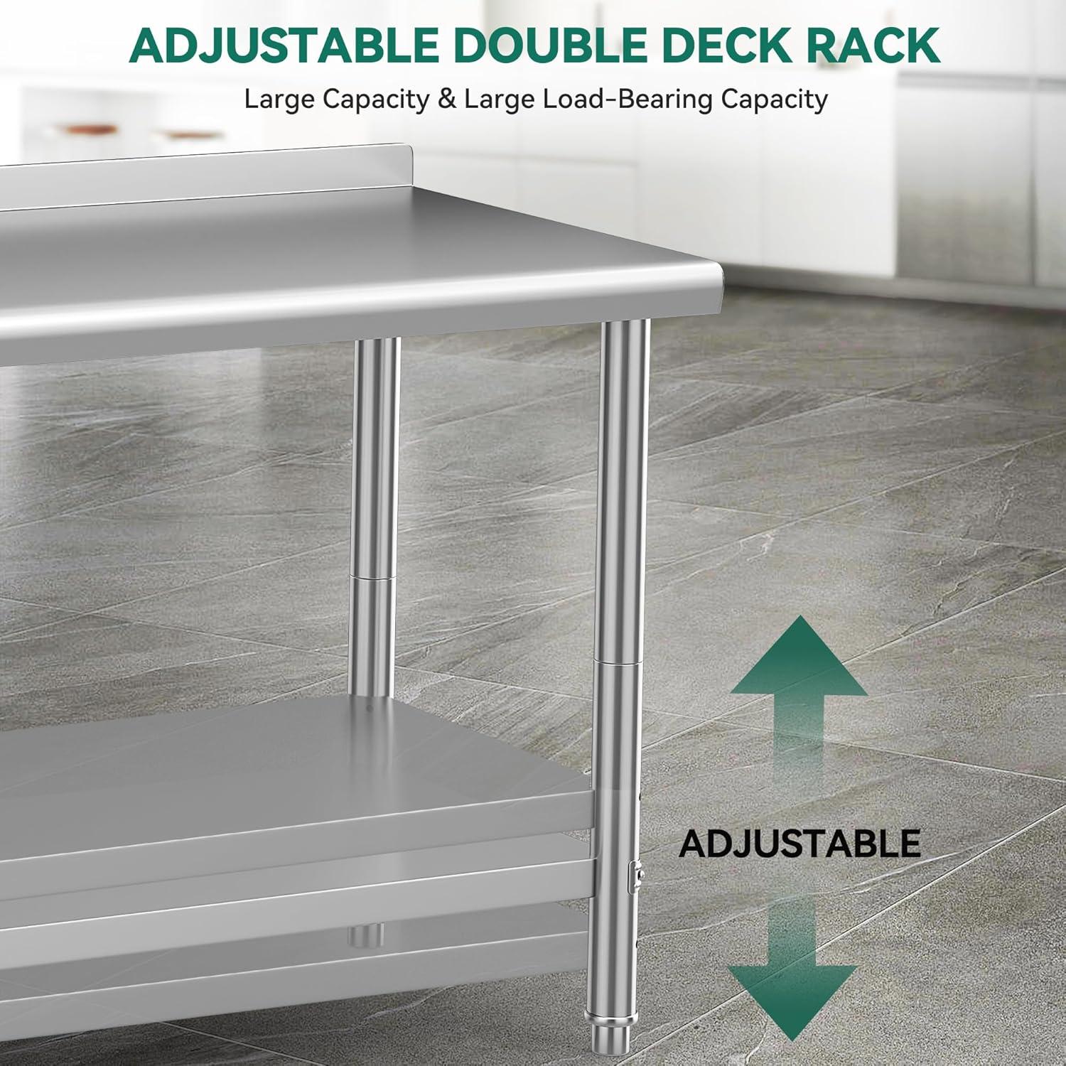 YITAHOME 36" x 24" Stainless Steel Table for Prep & Work with Backsplash, NSF Metal Table Prep Table with Undershelf for Home Kitchen Restaurant Garage Warehouse