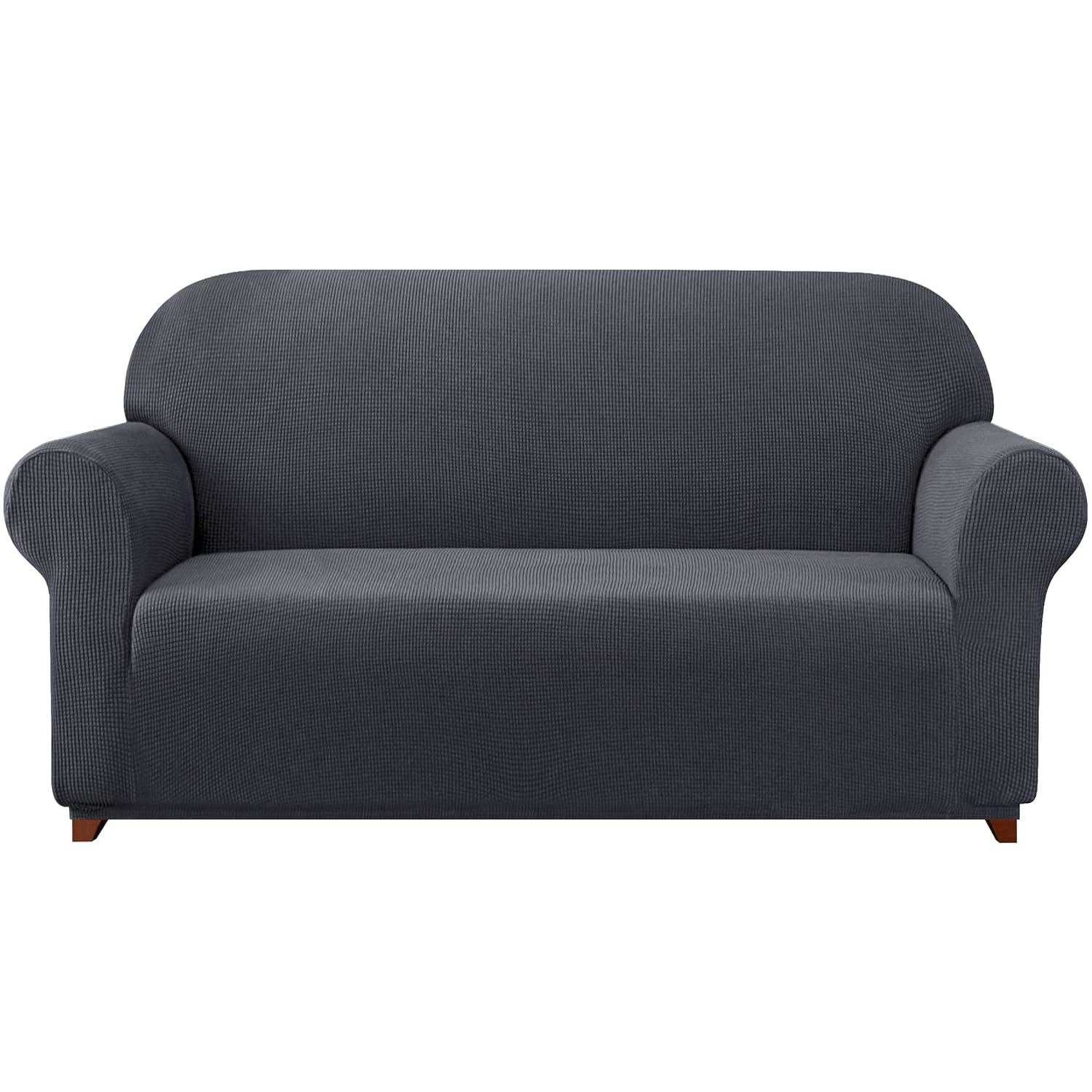 Subrtex Stretch 2-Piece Textured Plaid Sofa Slipcover, Gray