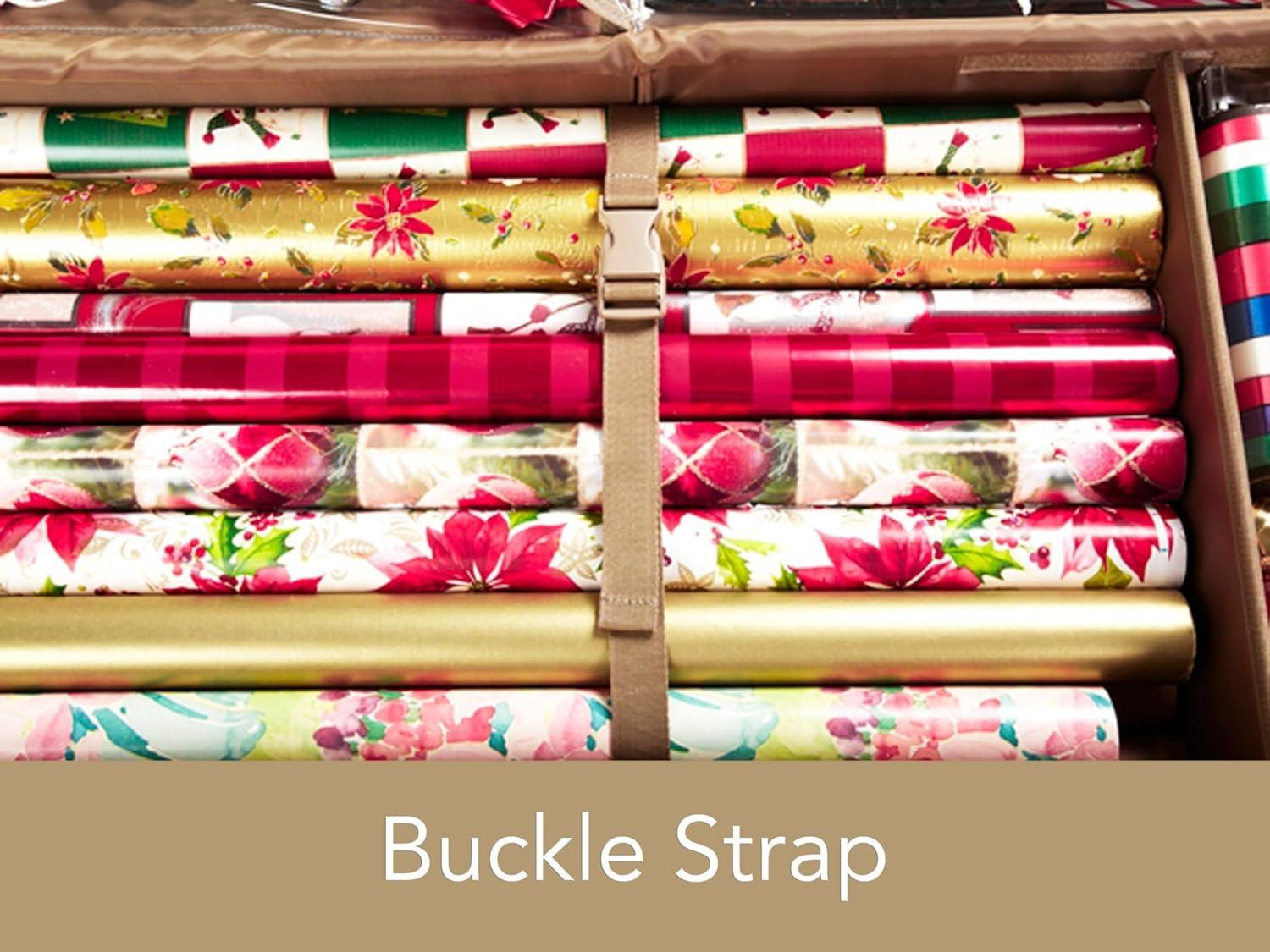 Covermates Keepsakes Gift Wrap Organizer - Holds up to 25 Rolls - Heavy Duty - Accessory Trays with Adjustable Compartments - Mesh Pocket - Holiday Storage, Green