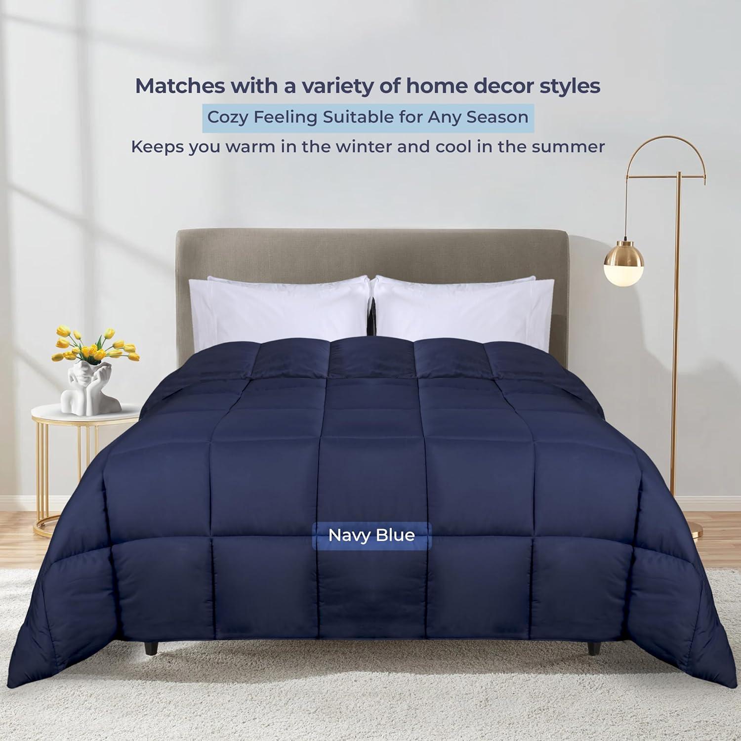 Twin XL Navy Blue Reversible Down Alternative Comforter