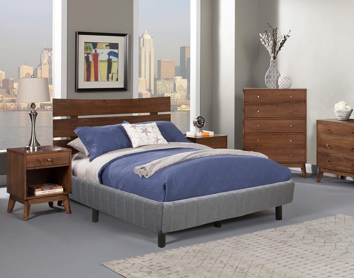 Twin Upholstered EnForce Metal Platform Bed Frame