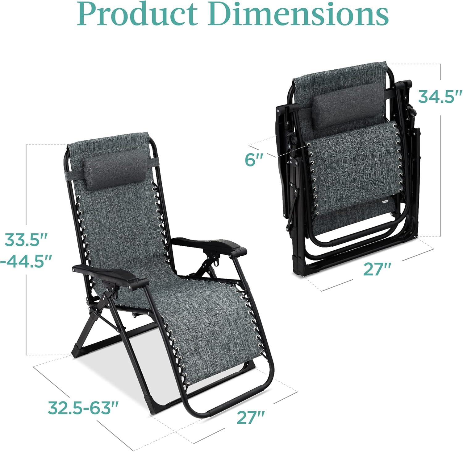 Best Choice Products Oversized Zero Gravity Chair, Folding Recliner w/ Removable Cushion, Side Tray