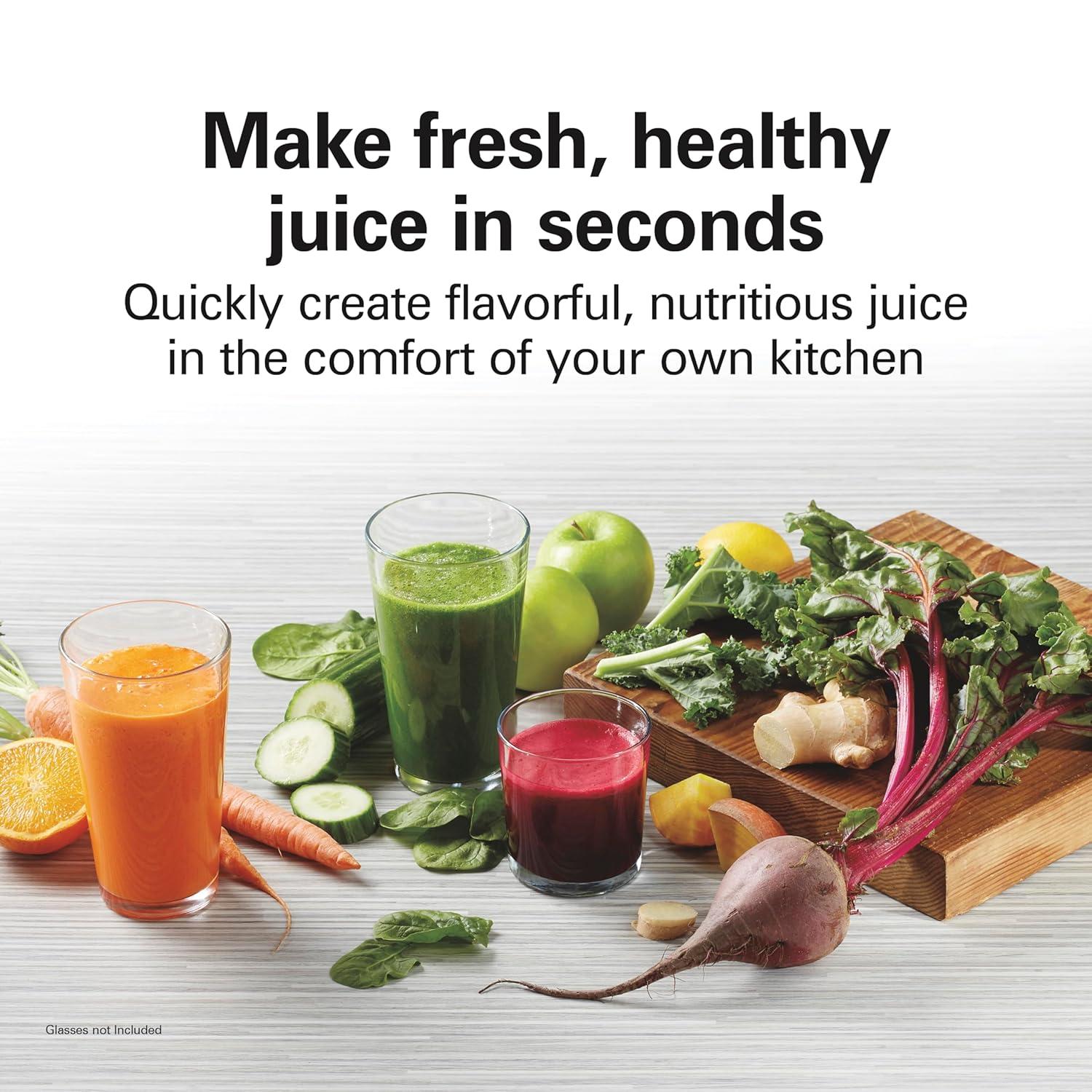 HealthSmart Juicer Machine, Compact Centrifugal Extractor, 2.4” Feed Chute for Fruits and Vegetables, Easy to Clean, BPA Free, 400W, White (67501)