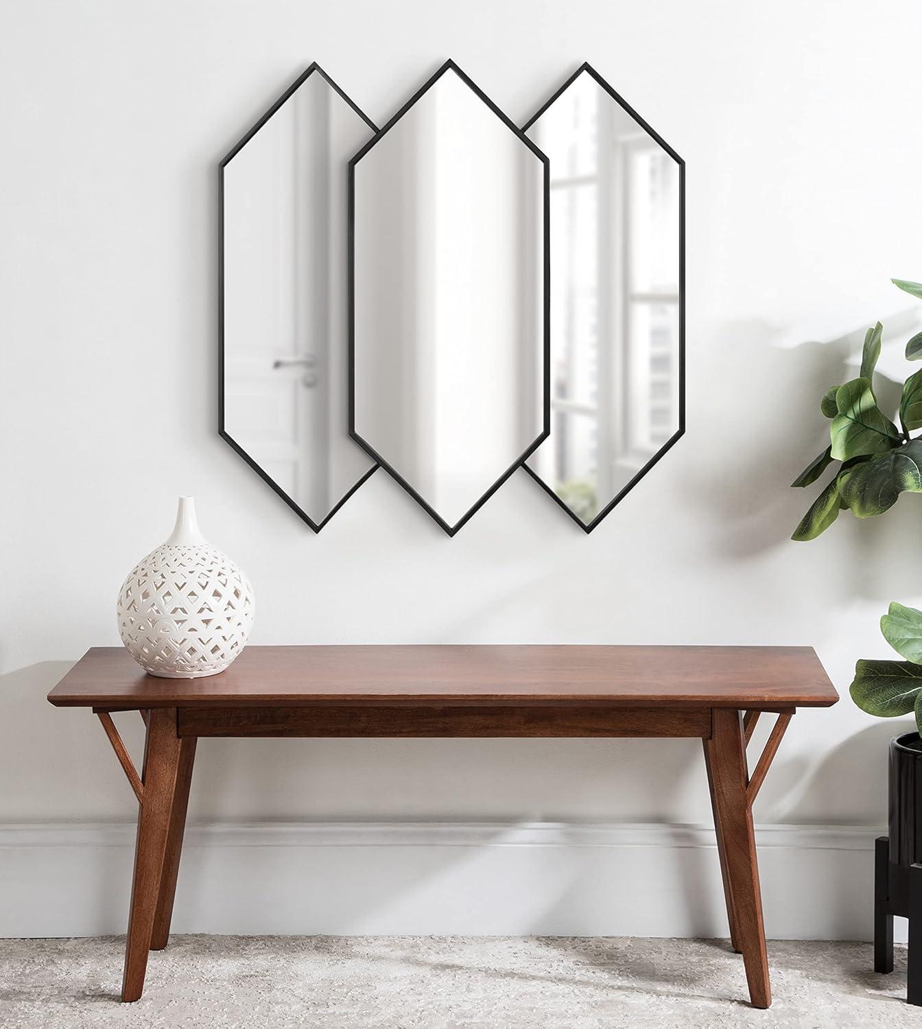 28" x 27" Diaz Framed Wall Mirror Black - Kate & Laurel All Things Decor: Hexagonal, Modern Design, No Assembly Required