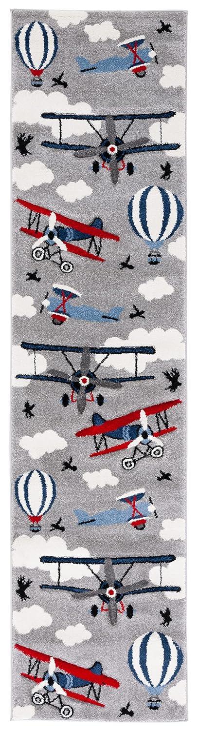 Carousel Kids  CRK137 Loomed Indoor Runner Rug - Light Grey/Red - 2'3"x6' - Safavieh