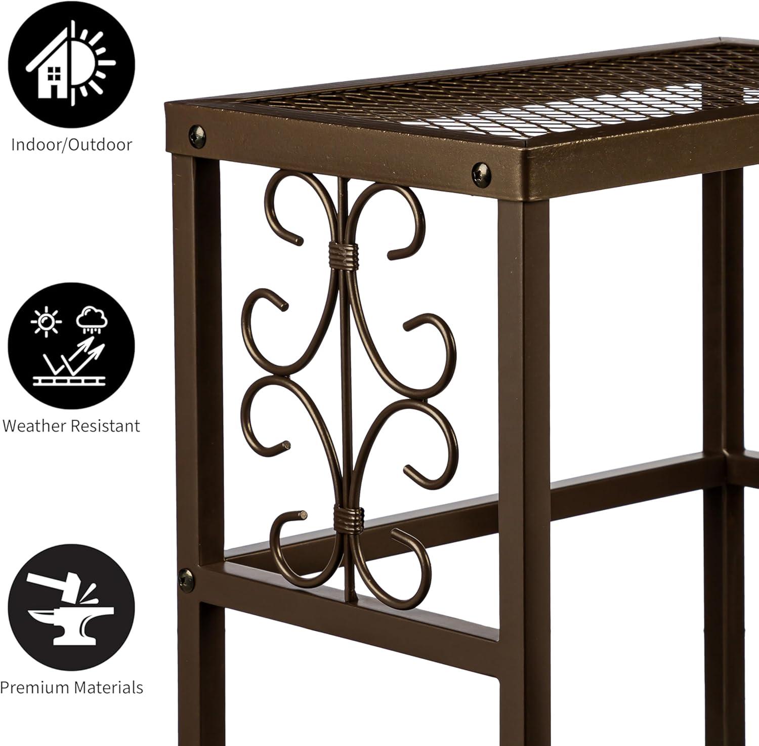 Evergreen Garden Nesting Plant Stands Indoor/Outdoor, Metal Plant Stand for Patio, Porch, Garden, Corner Plant Stands for Indoor Plants (Montebello, Set of 4)