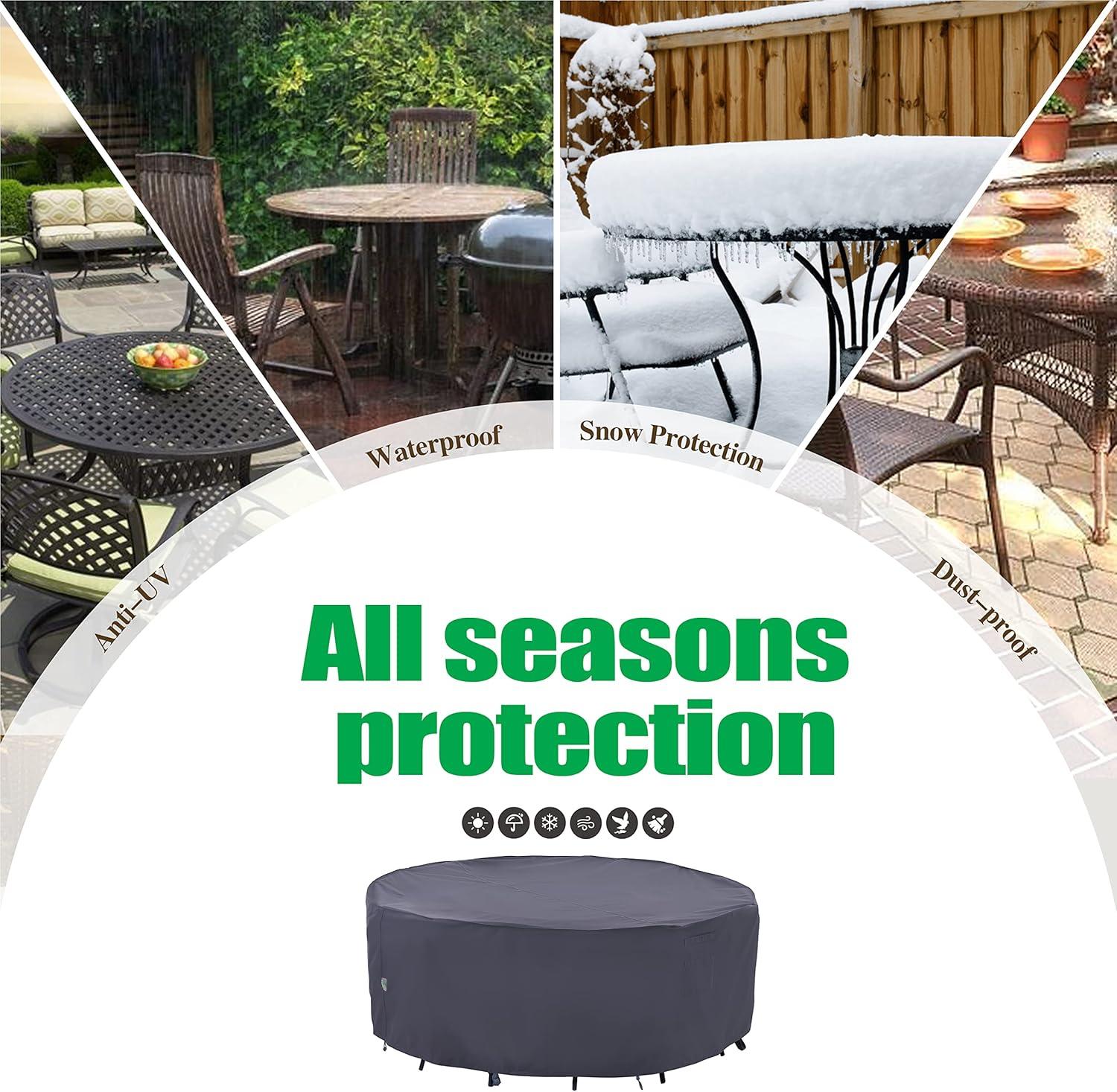 F&J Outdoors Premium Waterproof Outdoor Patio Round Table Cover, 84" Diameter