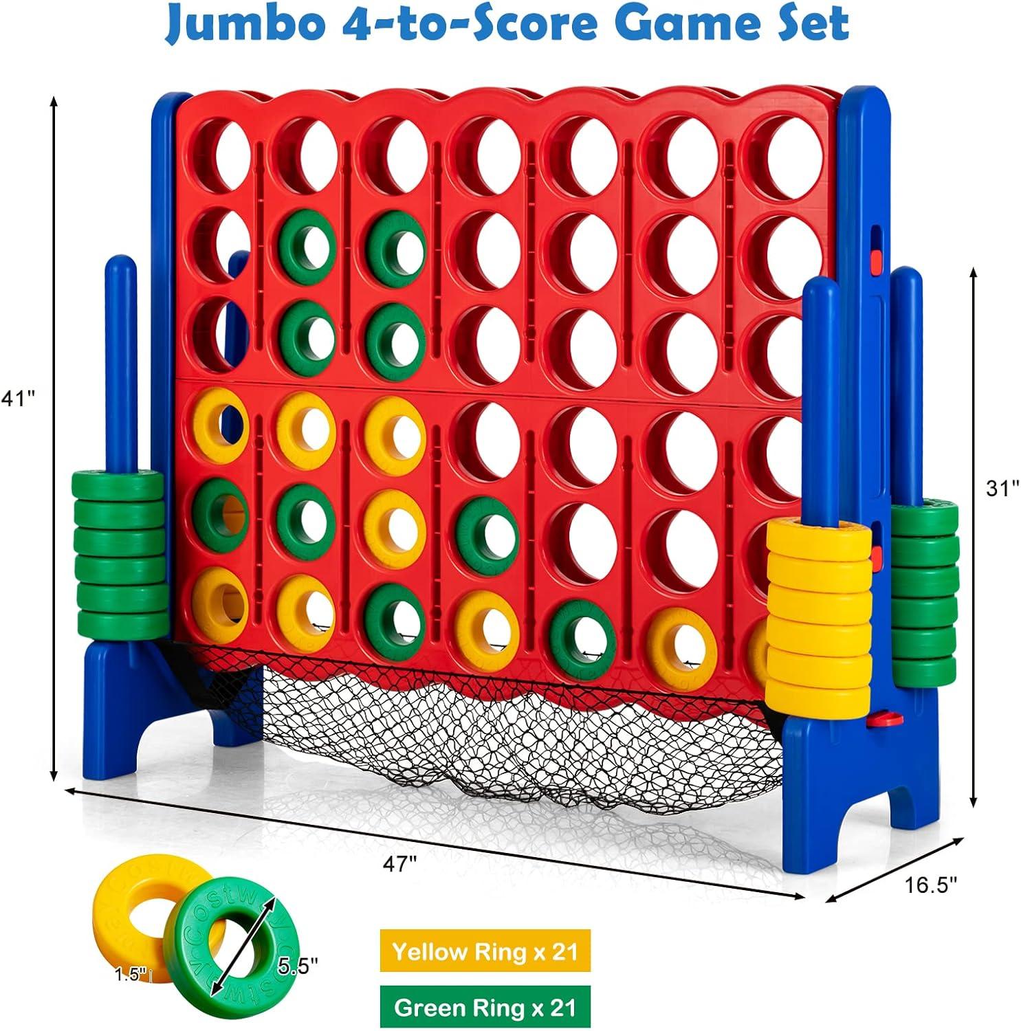 Costway 4-to-Score Giant Game Set 4-in-a-Row Connect Game W/Net Storage for Kids & Adult