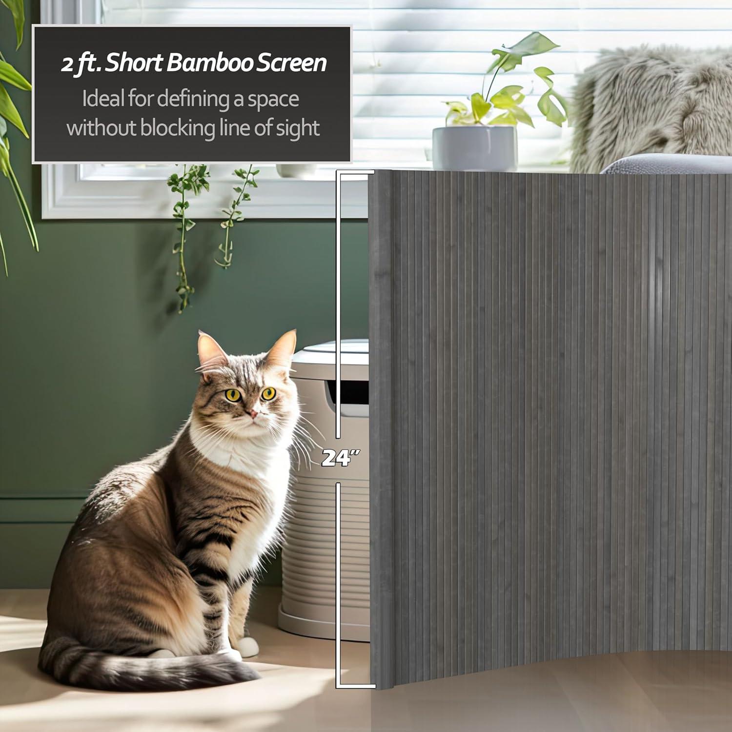 Red Lantern 2 ft. Short Bamboo Wave Screen - Grey