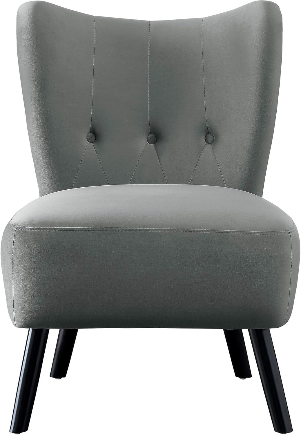 Lexicon Imani Solid Wood and Velvet Upholstered Accent Chair in Gray