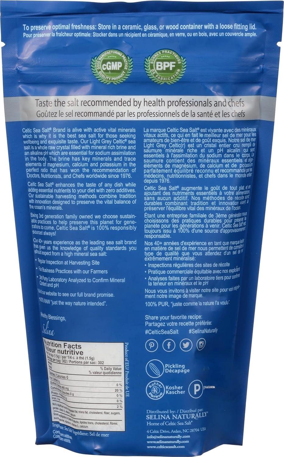 Celtic Sea Salt Light Grey Coarse Sea Salt, 16 oz Bag