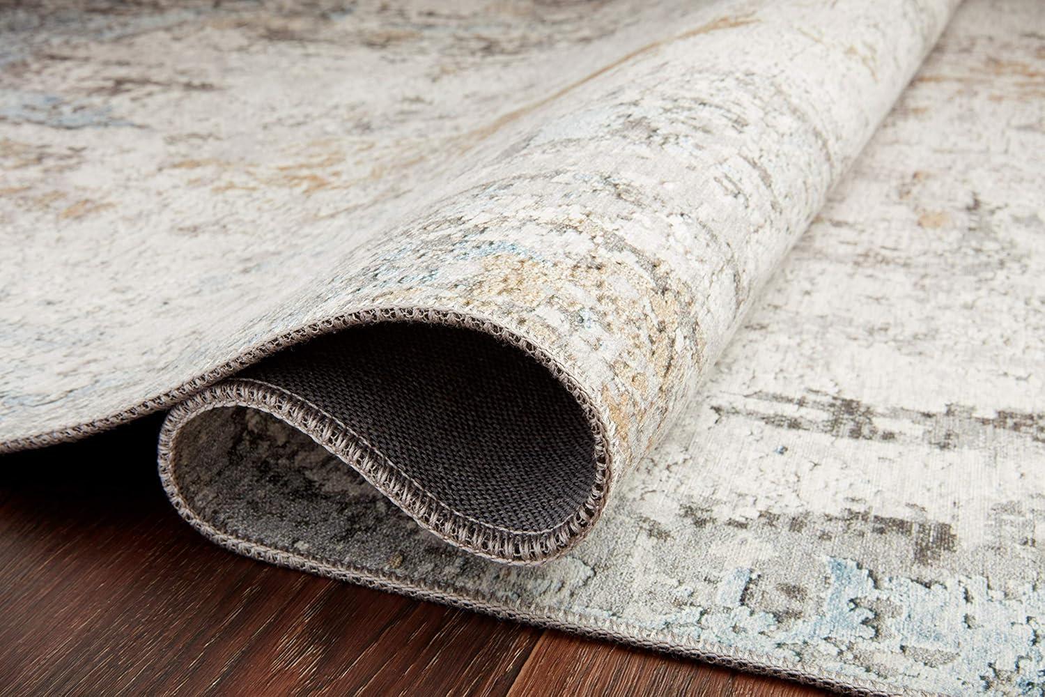 Abstract Gray and Antique White 8' x 10' Synthetic Area Rug