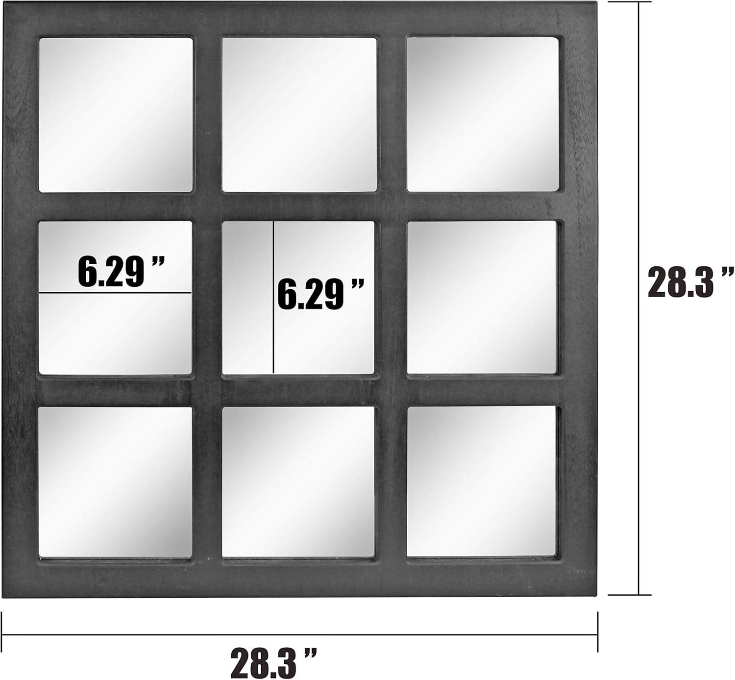 23.5" x 23.5" Rustic 9-Panel Window Pane Decorative Wall Mirror - Stonebriar Collection