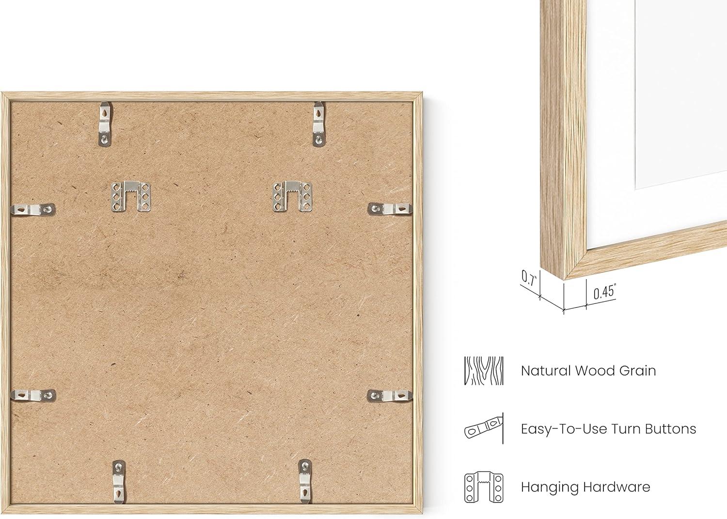 Haus and Hues Set of 4 Picture Frame with Plexiglass Cover, Natural Oak, 16x16