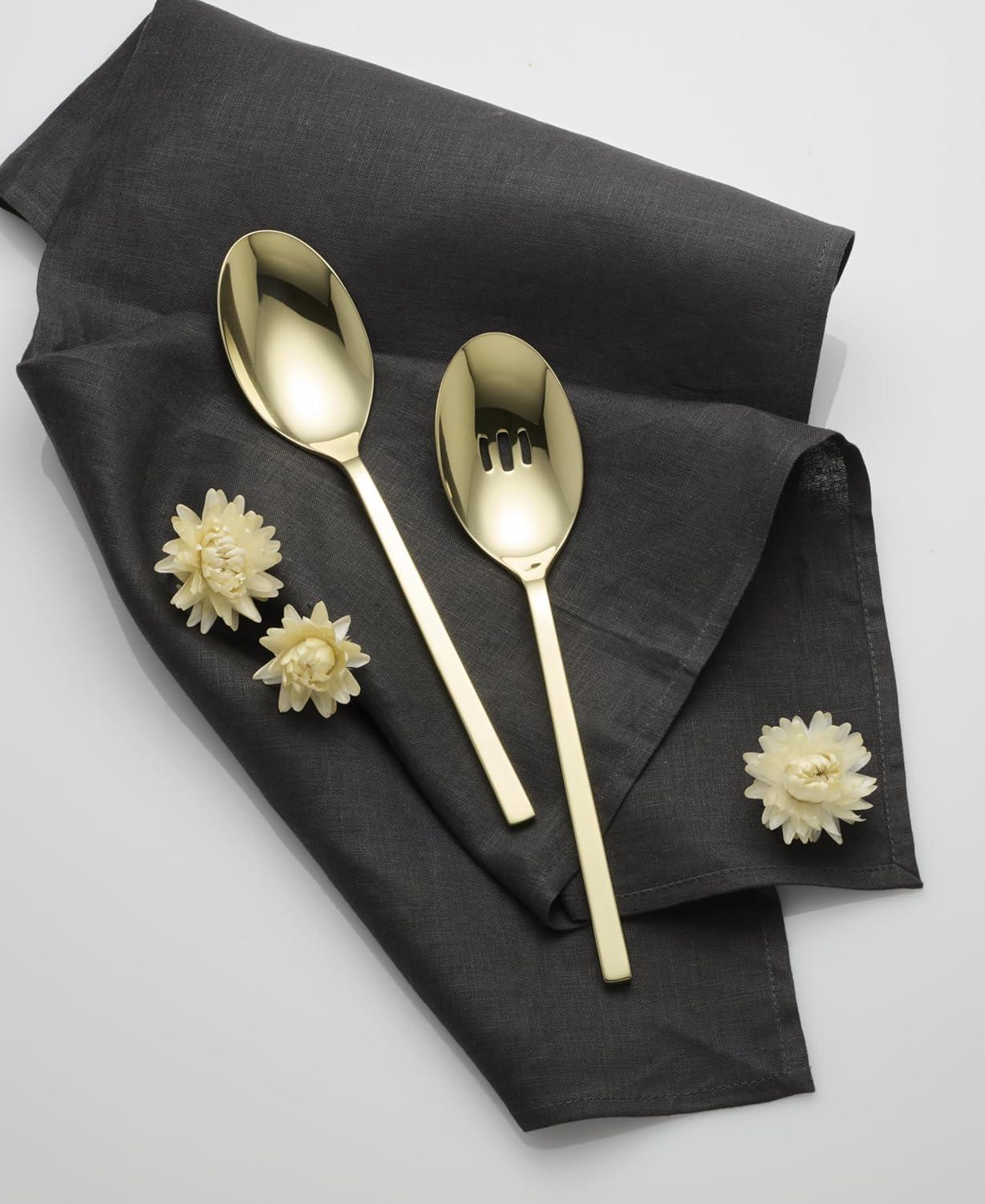 Oneida 895334 Allay Champagne Everyday Flatware 2 Piece Serving Spoon Set