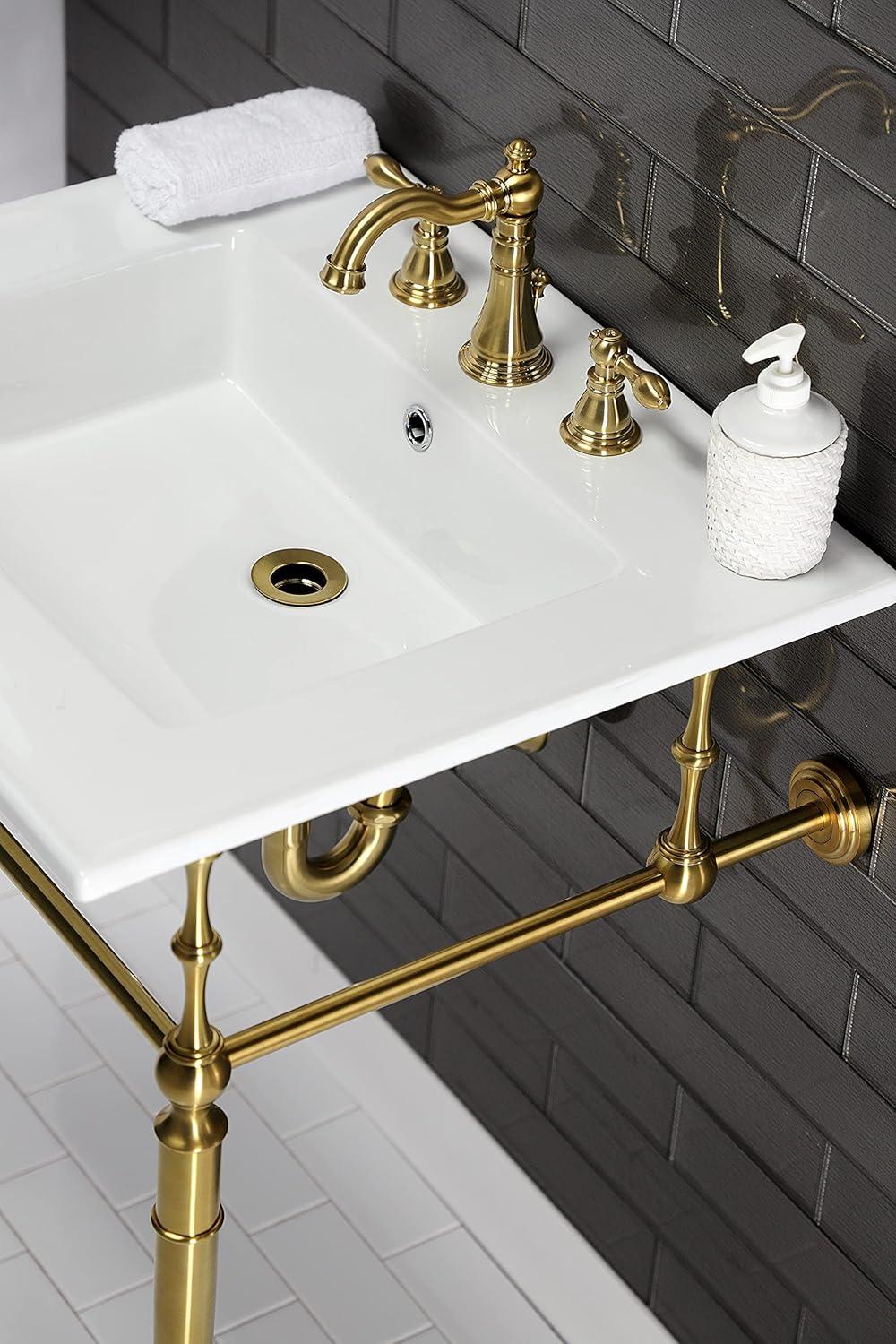 Kingston Brass Edwardian 25-Inch Ceramic Console Sink with Brass Legs (8-Inch, 3-Hole)