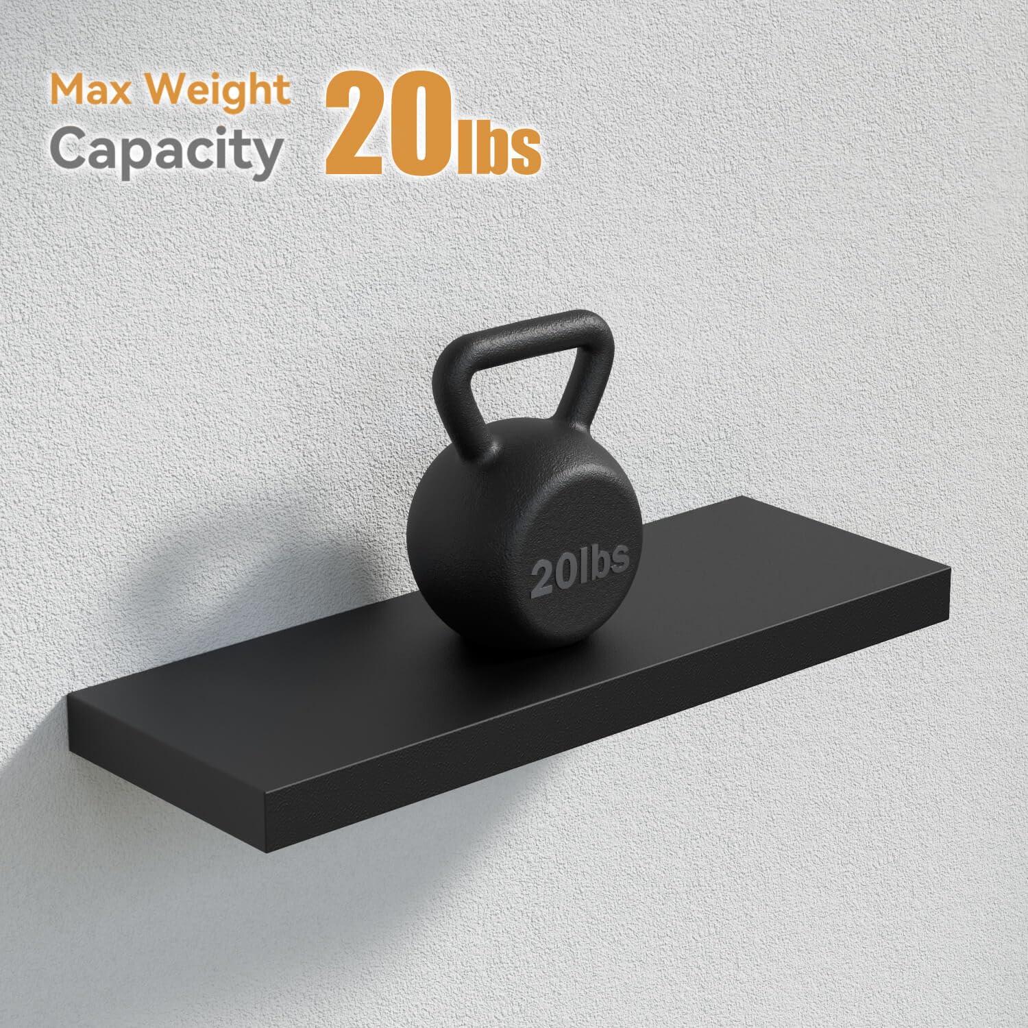 Black Floating Shelves for Wall, 4 Sets Wall Mounted Shelves, Display Shelves for Wall Decor, Shelf for Bathroom, Kitchen, Living Room – Black