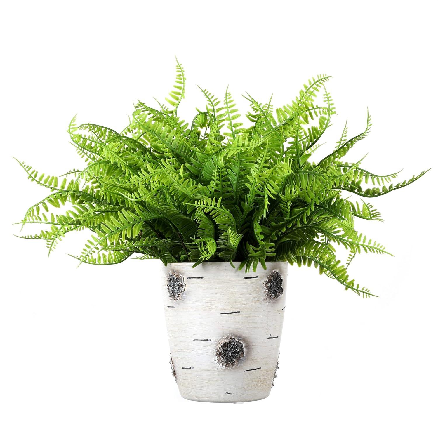 Boston Ferns Artificial Greenery Faux Plants Real-Touch Bush Plastic Leaves Shrubs - 10pcs Bulk (Light Green)