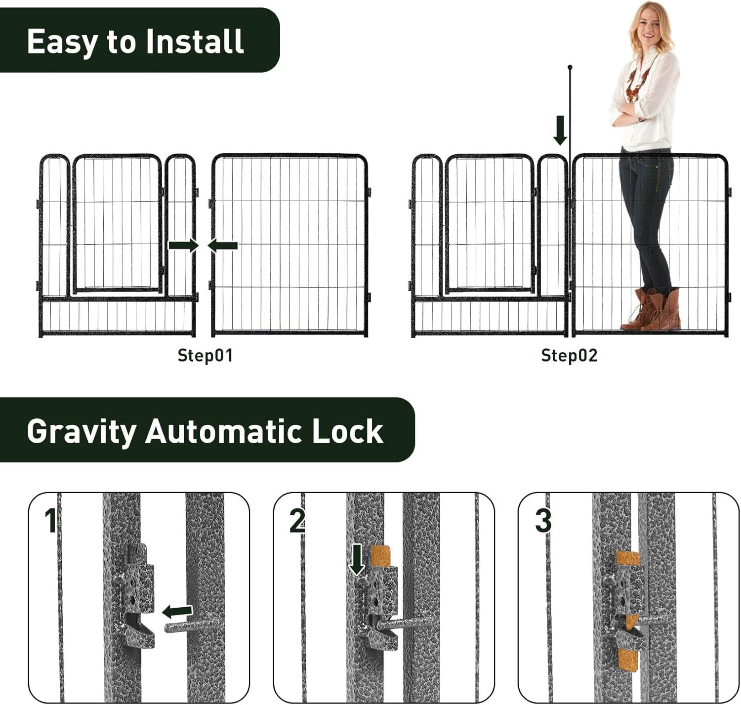 FDW Dog Playpen Pet Dog Fence 2-32 Panels  24/32/40"H Metal Dog Pen Outdoor Exercise Pen with Doors for Large/Medium /Small Dogs for RV,Camping,Yard