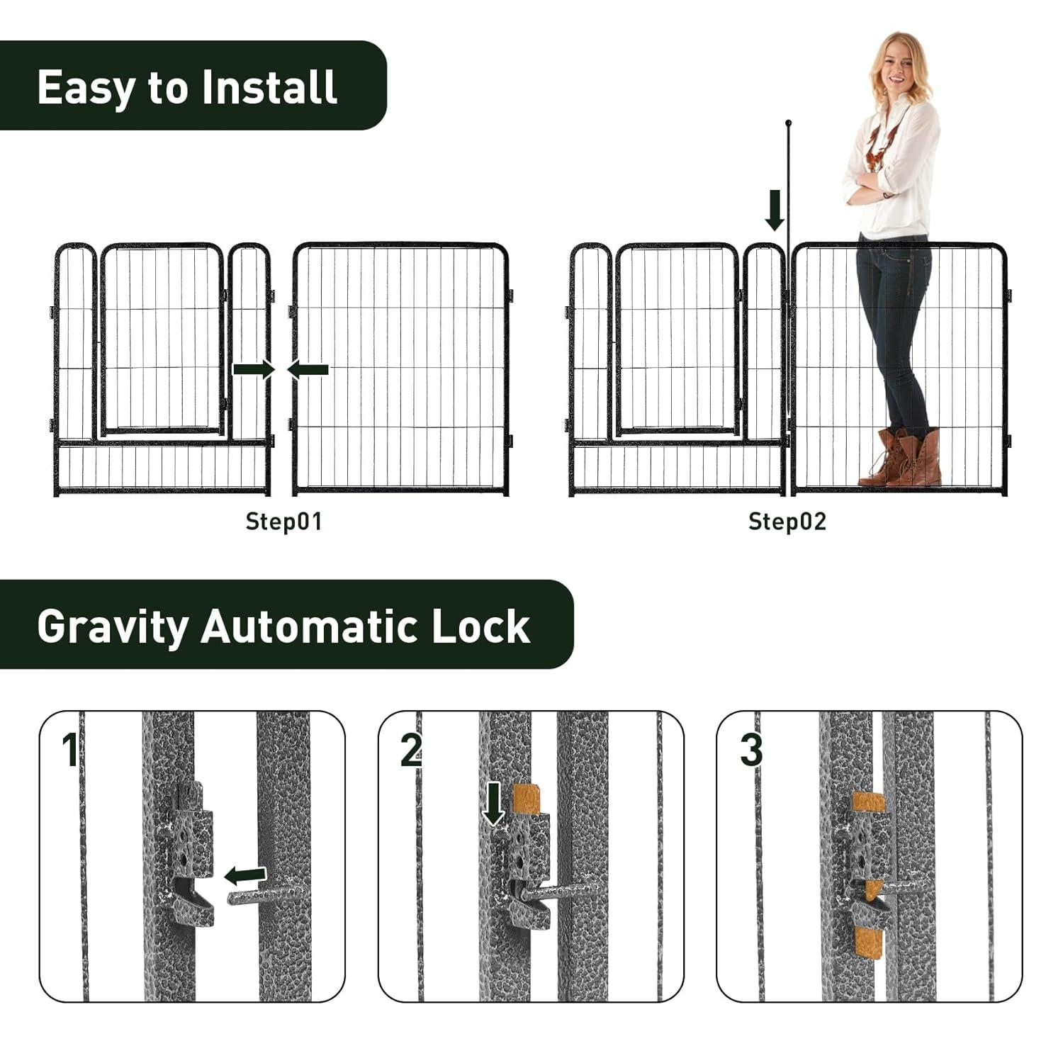 FDW Dog Playpen Pet Dog Fence 32" Height 16 Panels Metal Dog Pen Outdoor Exercise Pen with Doors for Large/Medium /Small Dogs Camping,Yard