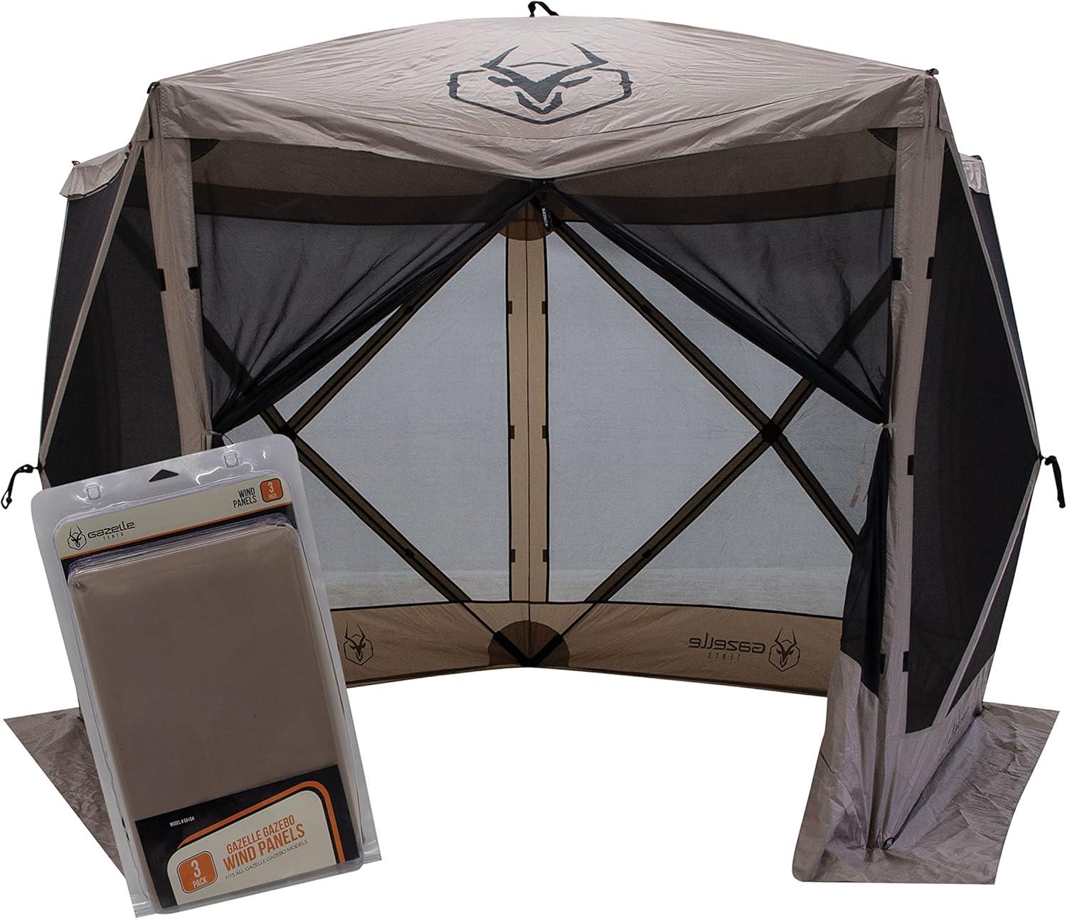 Gazelle Tents G5 Pop-Up Portable 5-Sided Hub Gazebo/Screen Tent, Includes FREE 3 pack of wind panels, GK907