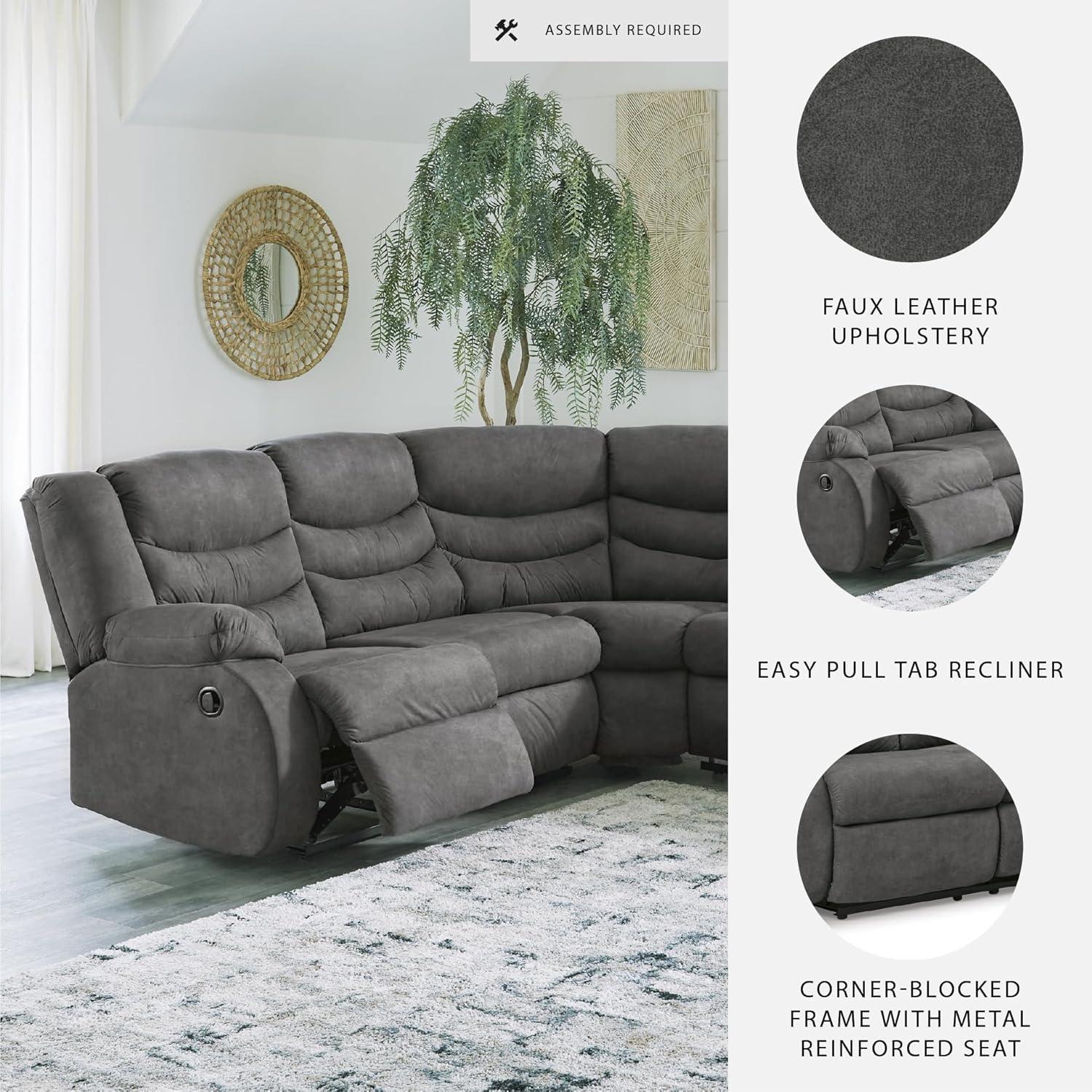 Contemporary Gray Faux Leather Stationary Recliner Chair