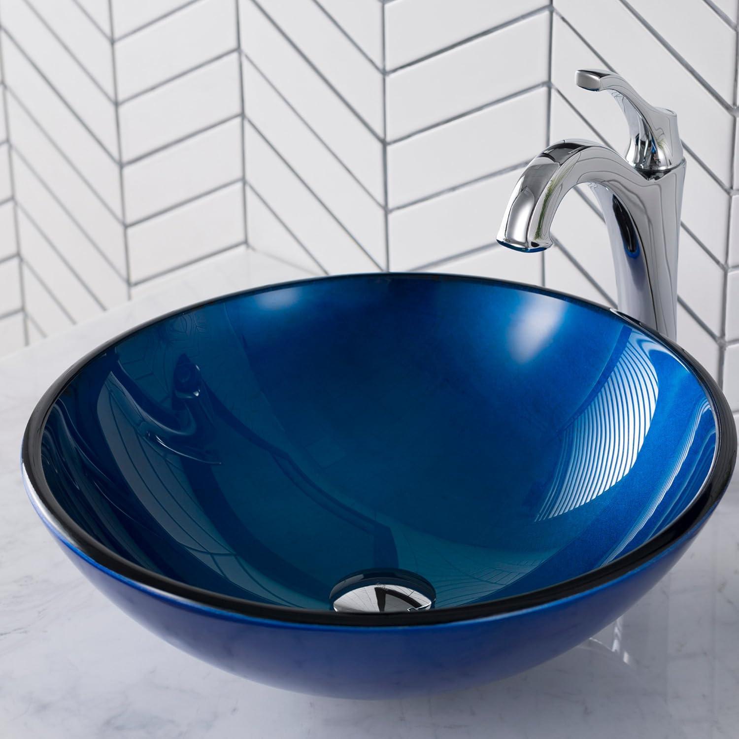 Irruption Glass Circular Vessel Bathroom Sink