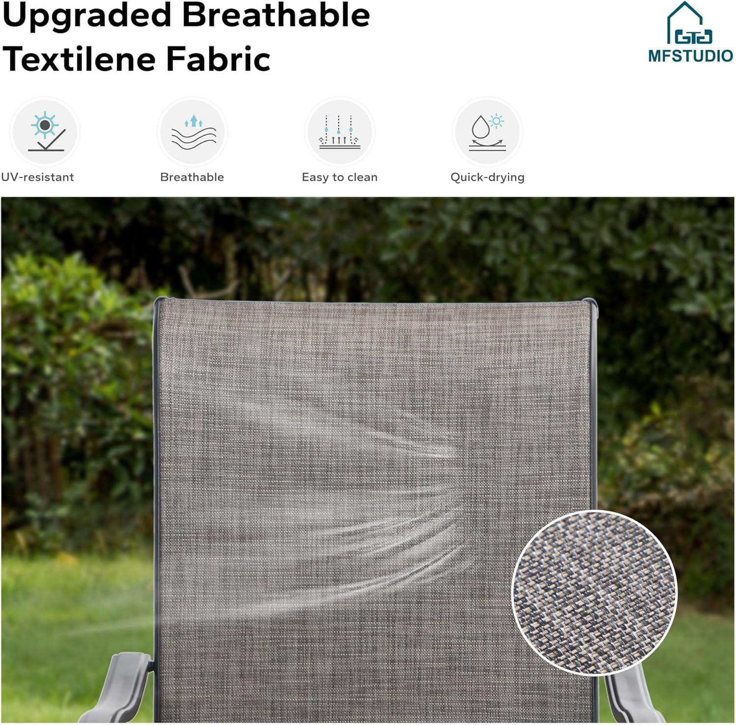 Gray Textilene Fabric High Back Outdoor Dining Chairs with Steel Frame