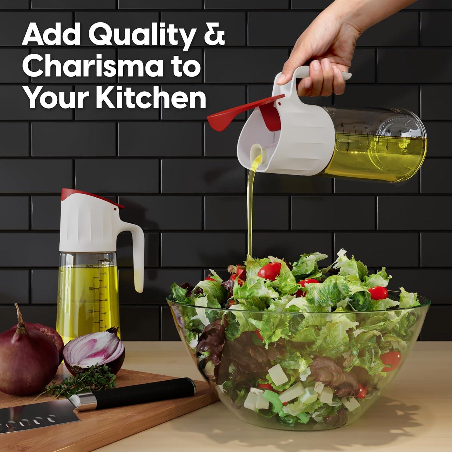 Dwellza Kitchen Cooking Olive Oil Dispenser Bottles For Kitchen With Drain And Measurements