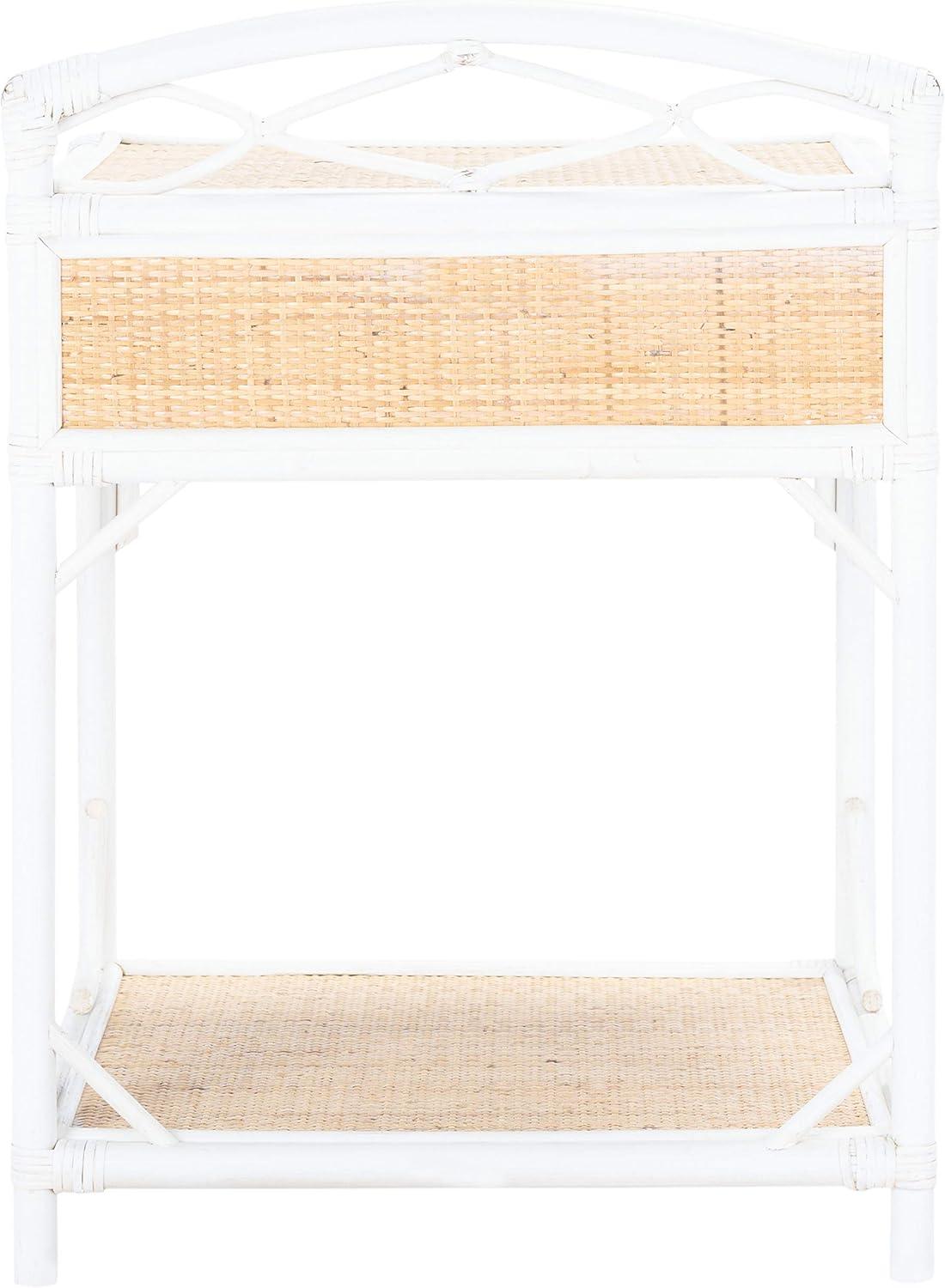Roya 1 Drawer 1 Shelf Nightstand - NST4005 - White/Natural - Safavieh