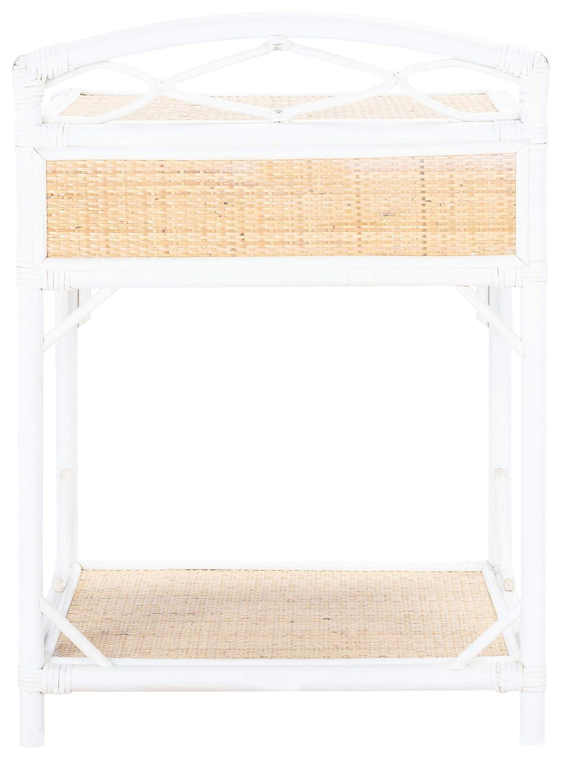 Roya 1 Drawer 1 Shelf Nightstand - NST4005 - White/Natural - Safavieh