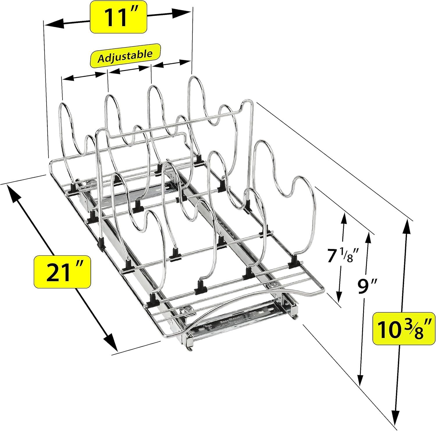 Chrome 21" Pull Out Pot and Pan Organizer