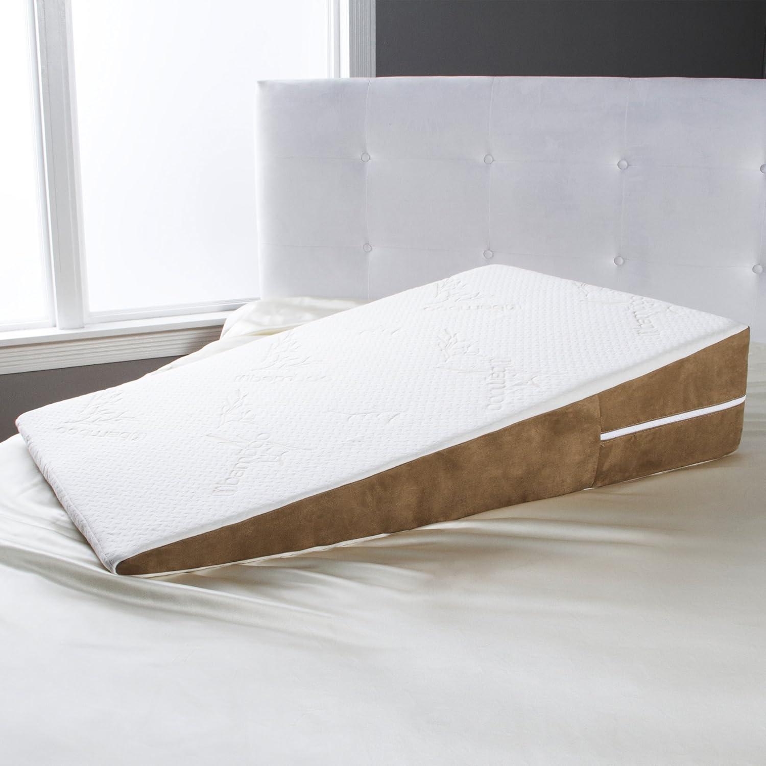 Extra Large White and Camel Memory Foam Wedge Pillow