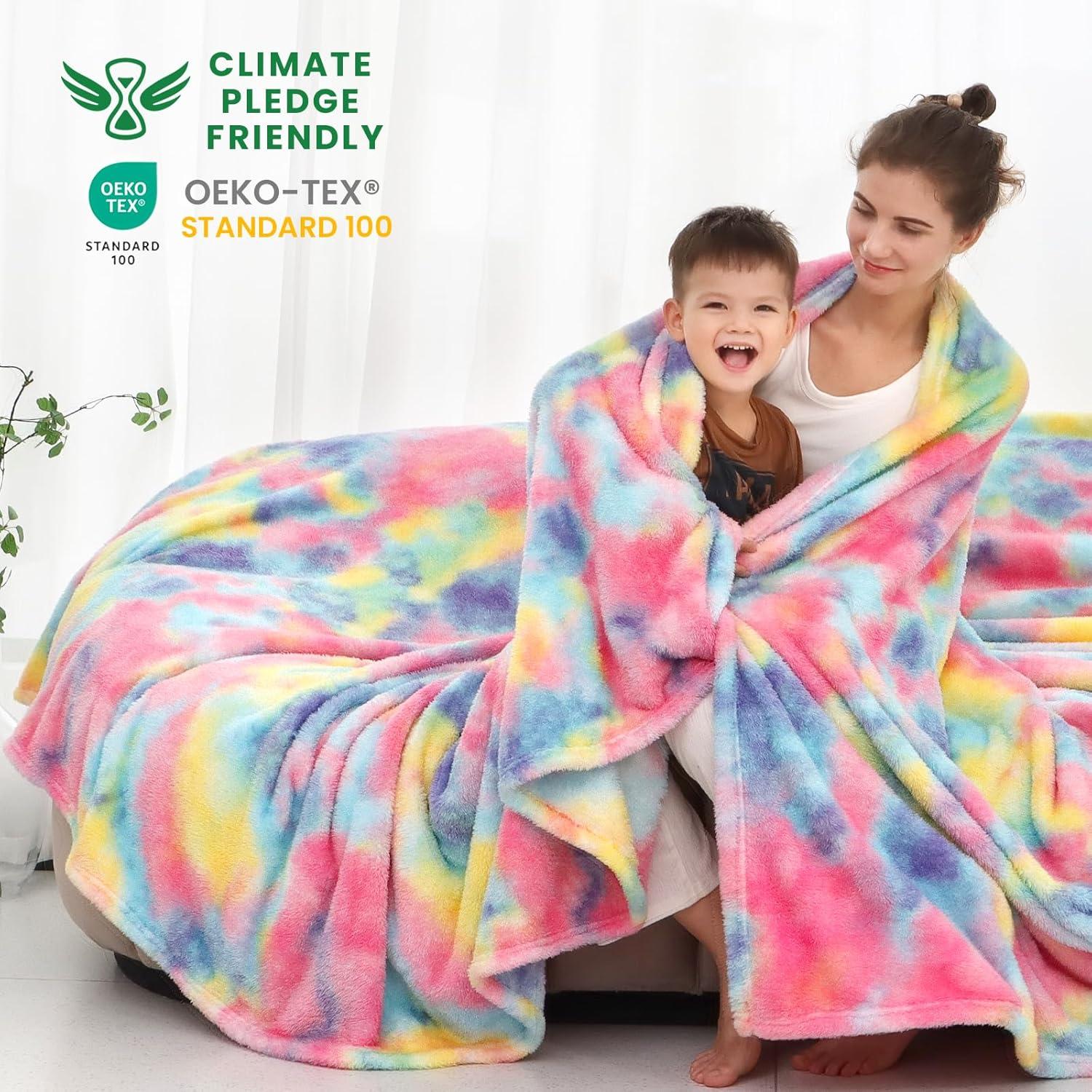 Multicolor Fleece and Wool Reversible Throw Blanket