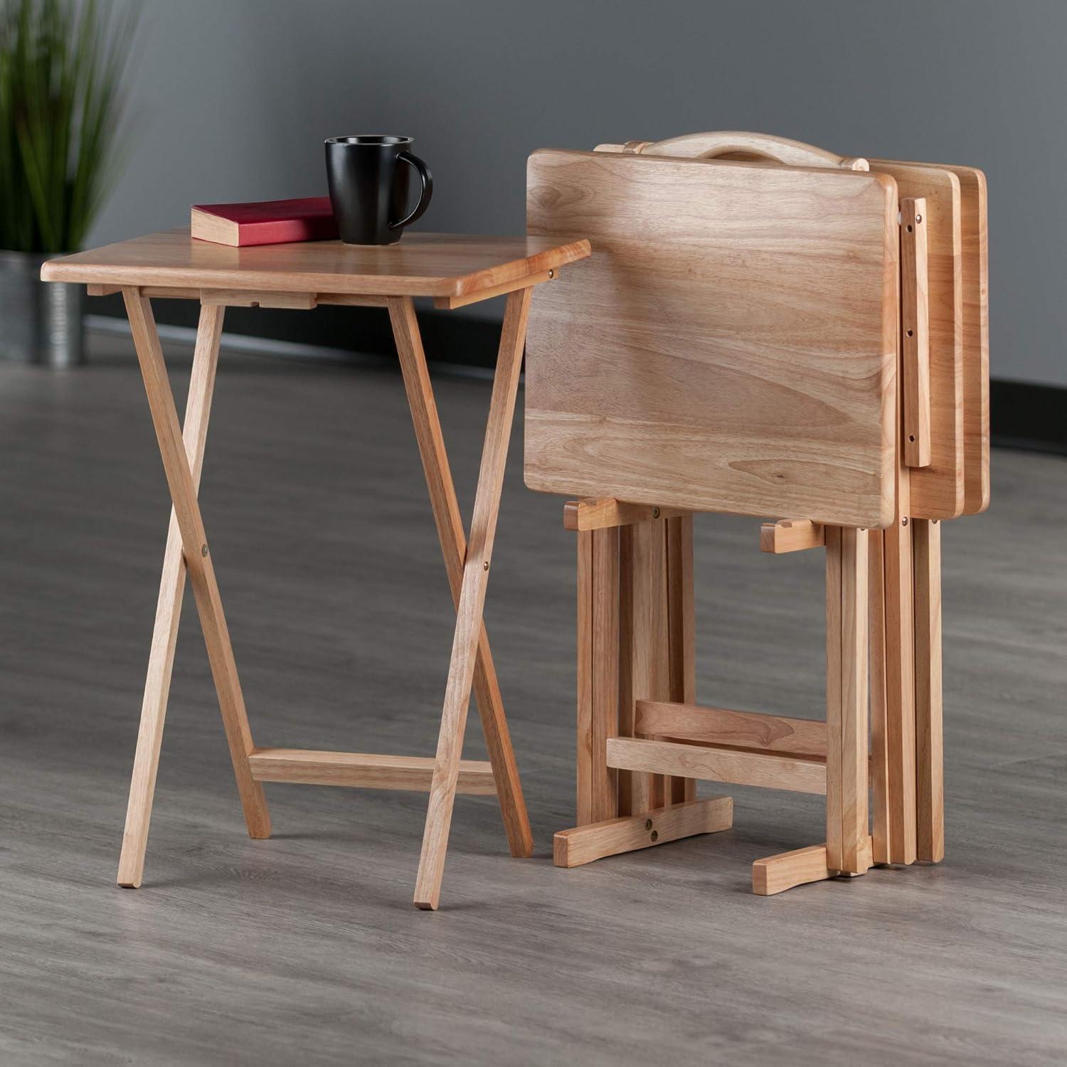 Lodge-Inspired Rectangular Brown Snack Table Set, 19" x 25"