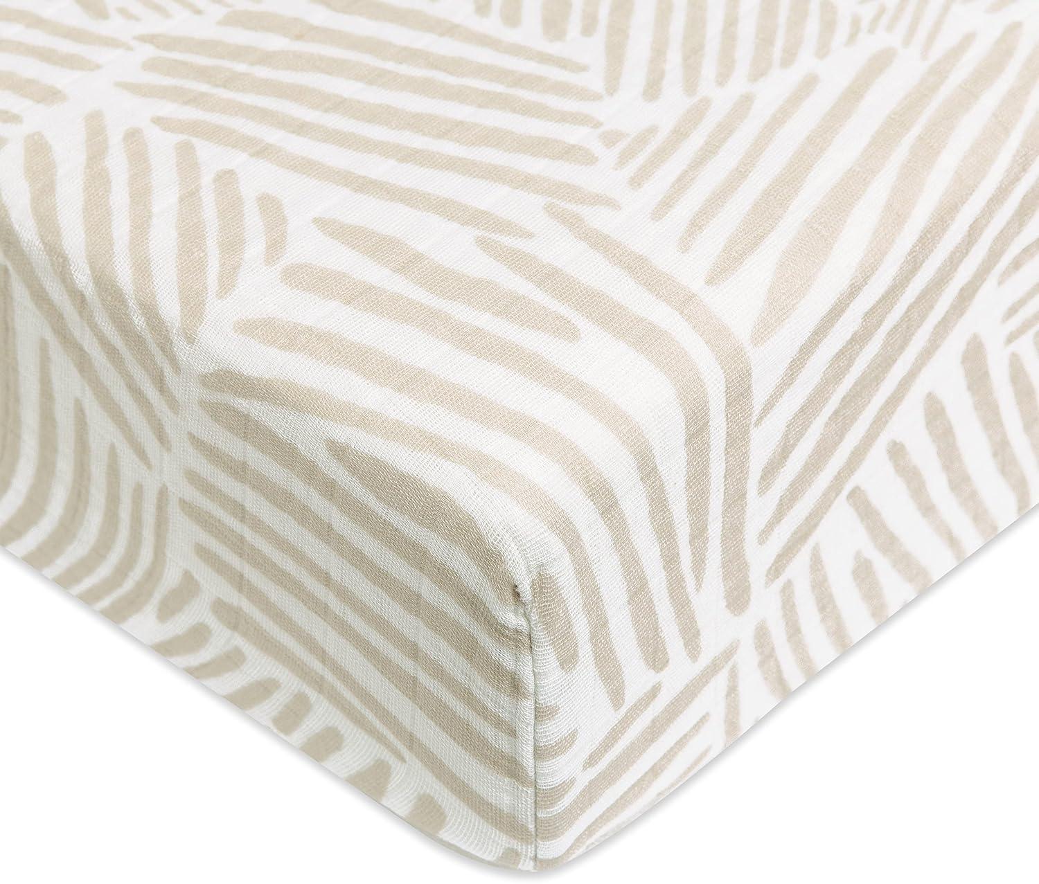 Oat Stripe Crib Sheet In Muslin Cotton