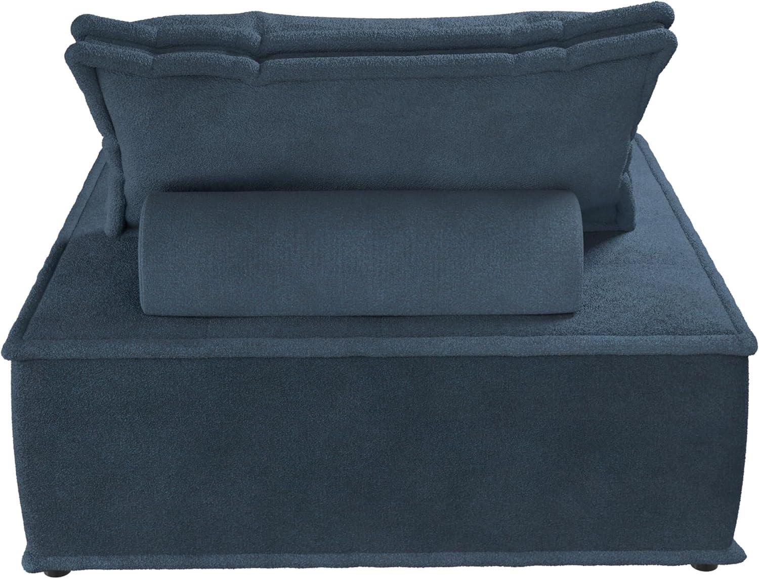 Navy Microfiber Convertible Armless Lounge Chair