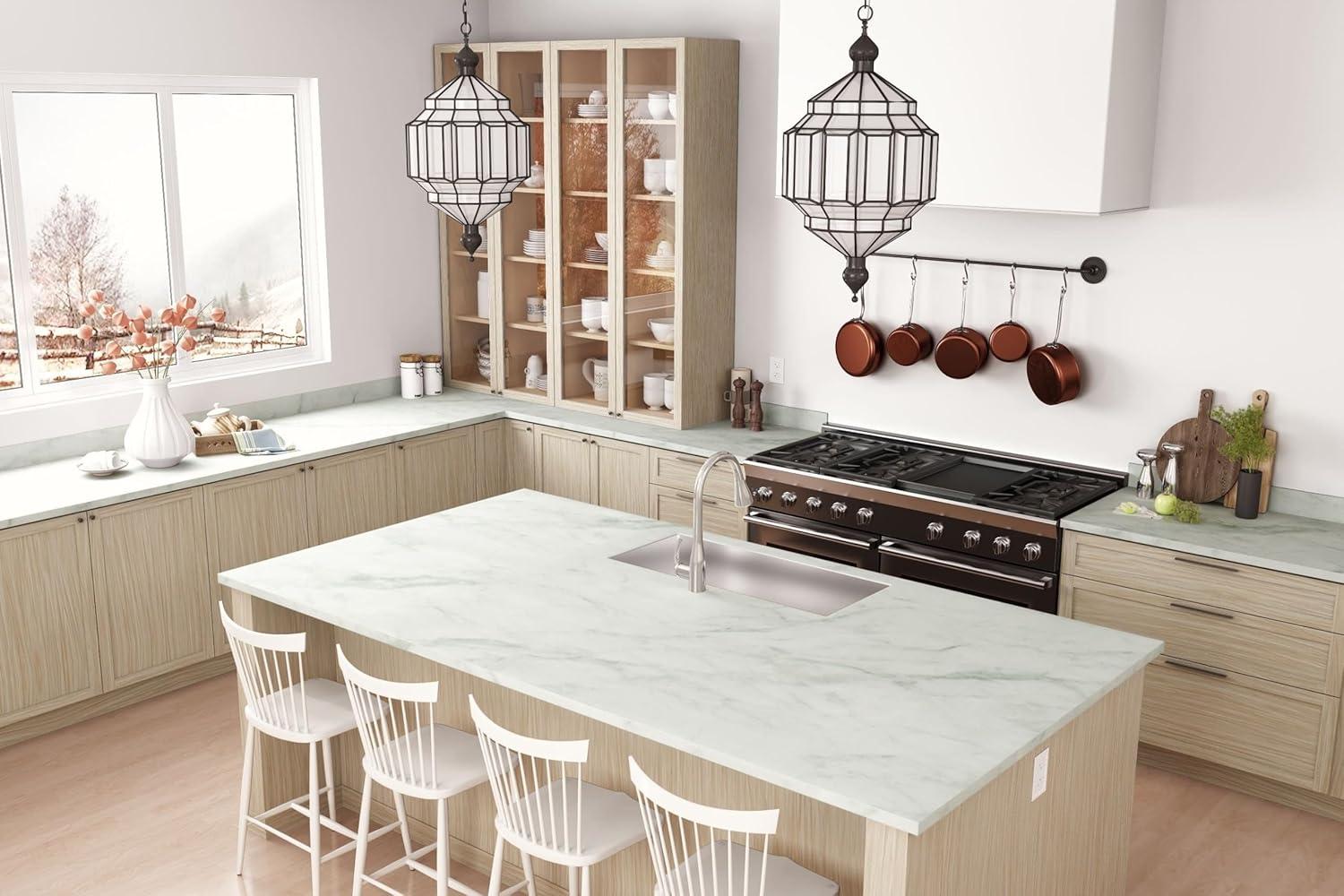 Formica Brand Laminate 180fx 60-Inches W x 144-Inches L Calacatta Marble SatinTouch Natural stone-look Kitchen Laminate Sheet