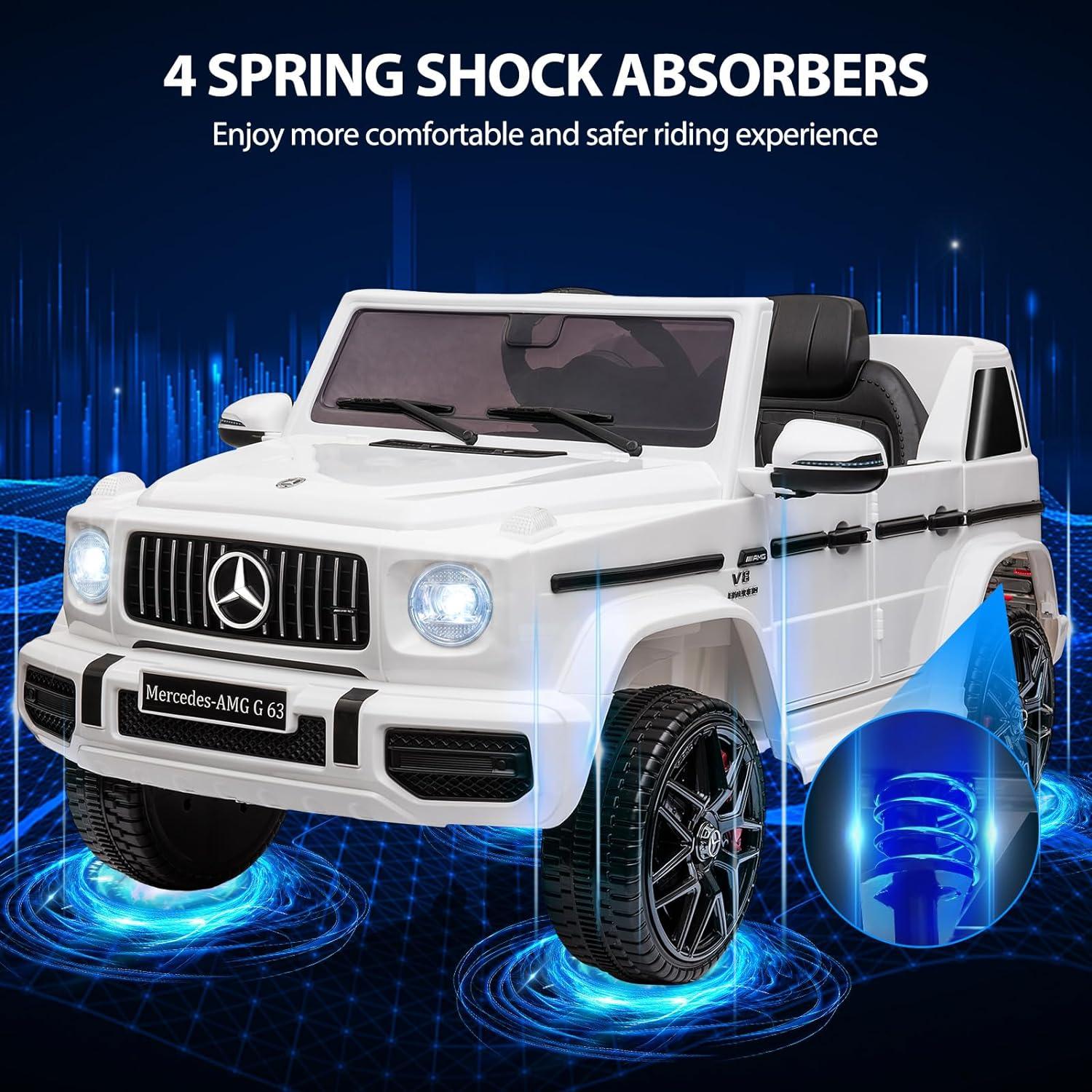 WhizMax 12V Kids Ride On Car Licensed Mercedes Benz G63 Electric Toys Vehicles,Battery Powered,with Parent Remote Control,LED Lights,Bluetooth,Music,Spring Suspension,4 Wheeler Electric Car,White